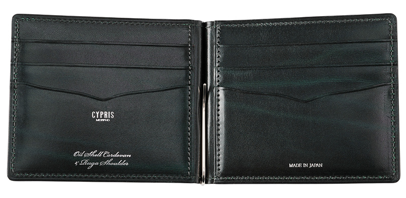 キプリス】札ばさみ/マネークリップ□オイルシェルコードバン＆ルーガ