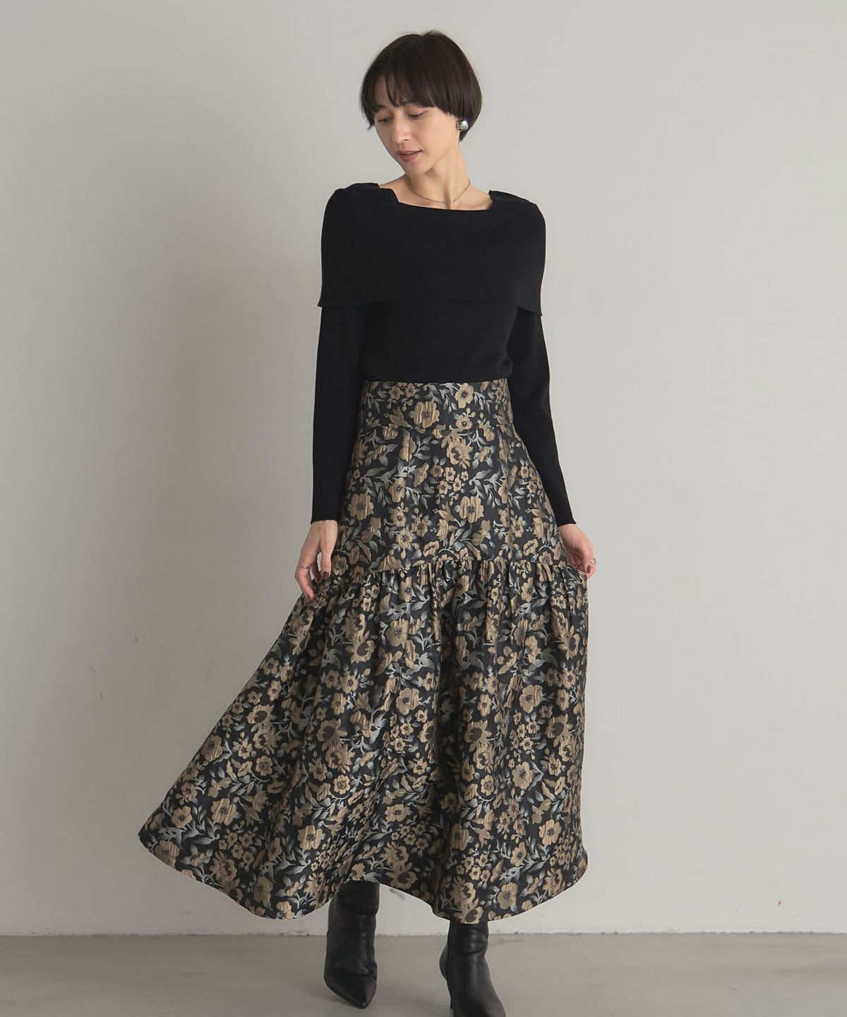 フラワージャガードスカート