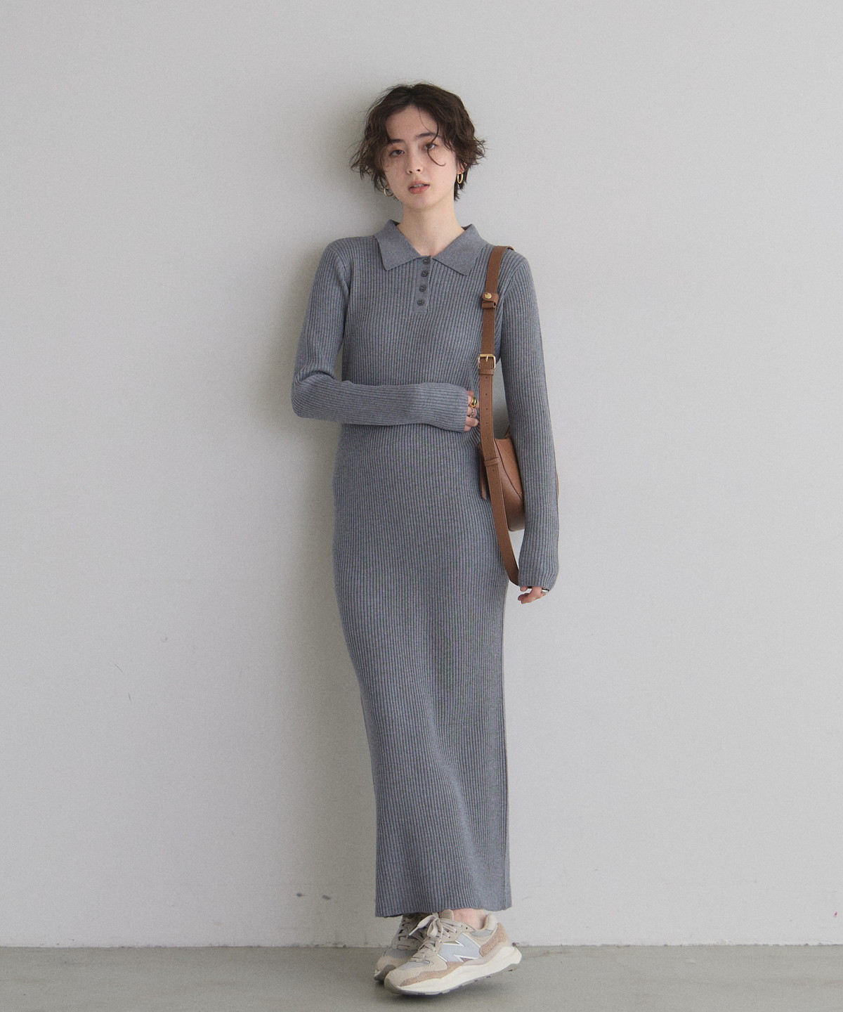 オフィシャルサイト限定】ポロニットロングワンピース