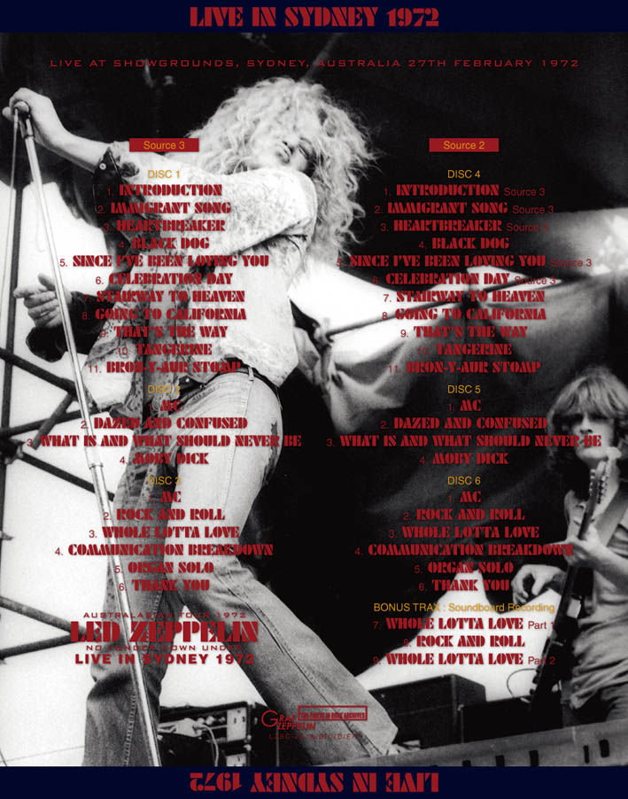 LED ZEPPELIN - NO LONGER DOWN UNDER： LIVE IN SYDNEY 1972(6CD