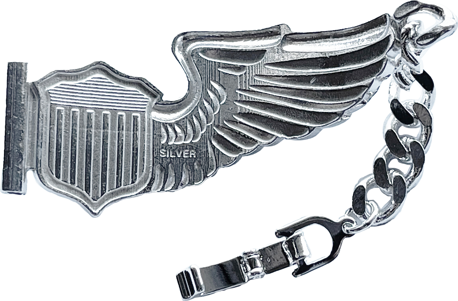 純銀製 パイロットウイング ブレスレットバンド ミリタリーショップ 革