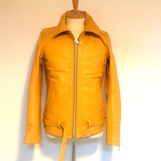 AHIRAIN イエロー 本革 ジャケット セミアニリン仕上げのレザー