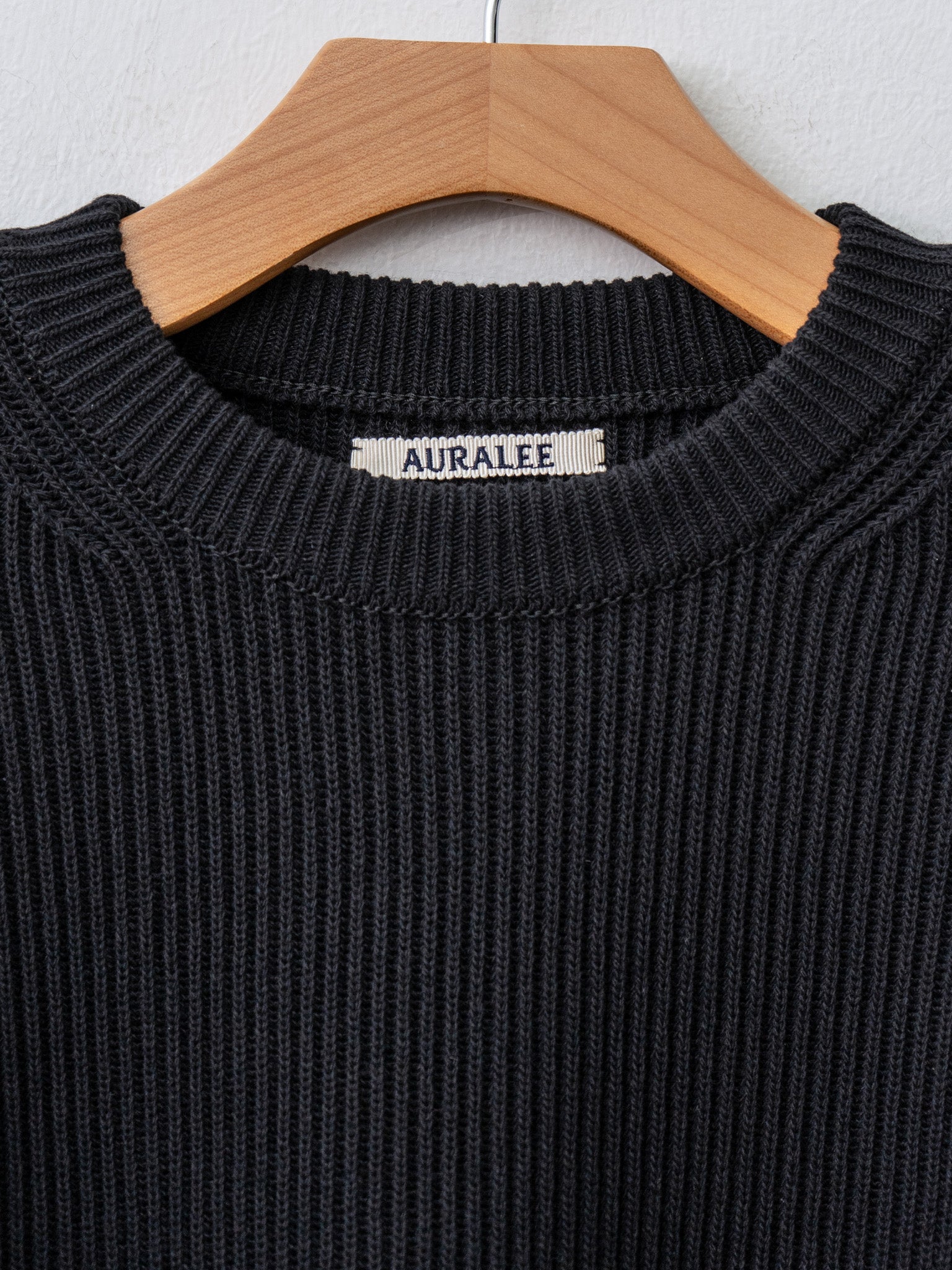 Namu Shop - Auralee Super Fine Wool Rib Knit P/O - Black