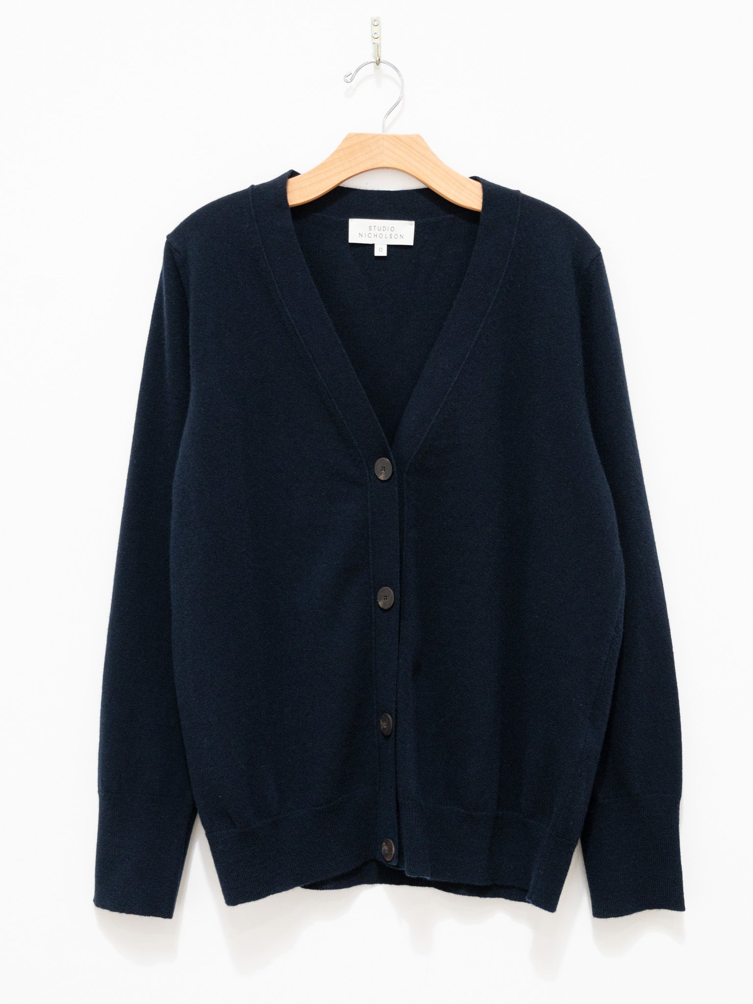 Namu Shop - Studio Nicholson Rall Lambswool Cardigan - Darkest Navy