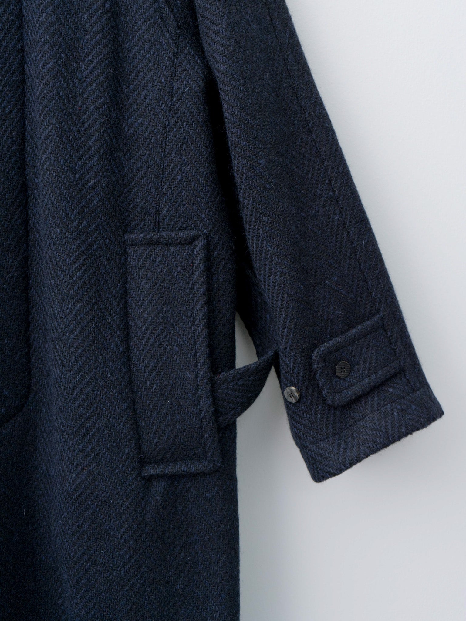 Namu Shop - Document Donegal Tweed Oversized Balmacaan Coat - Navy