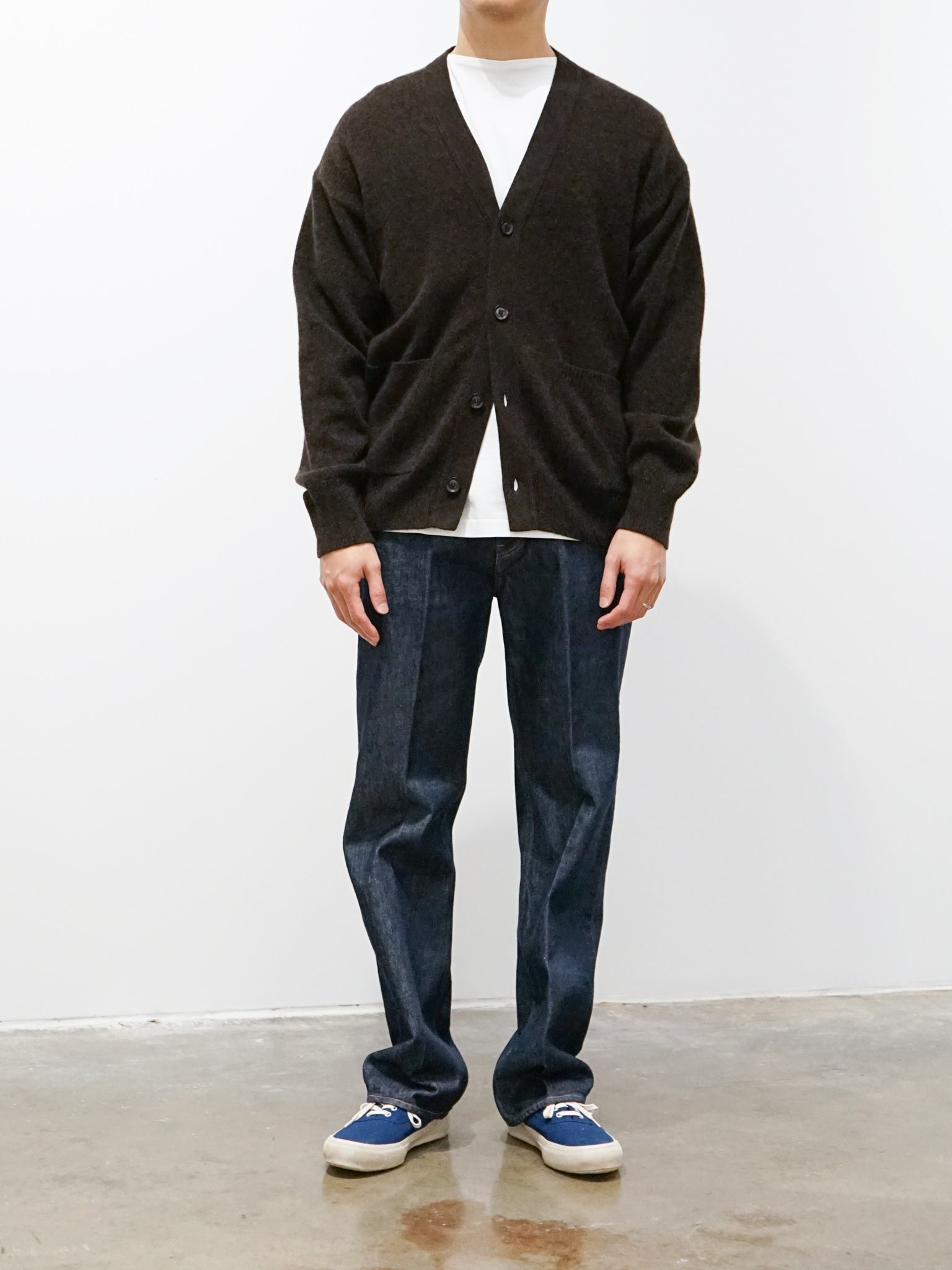 Namu Shop - Phlannel Wool Yak Guernsey Cardigan - Brown x Black