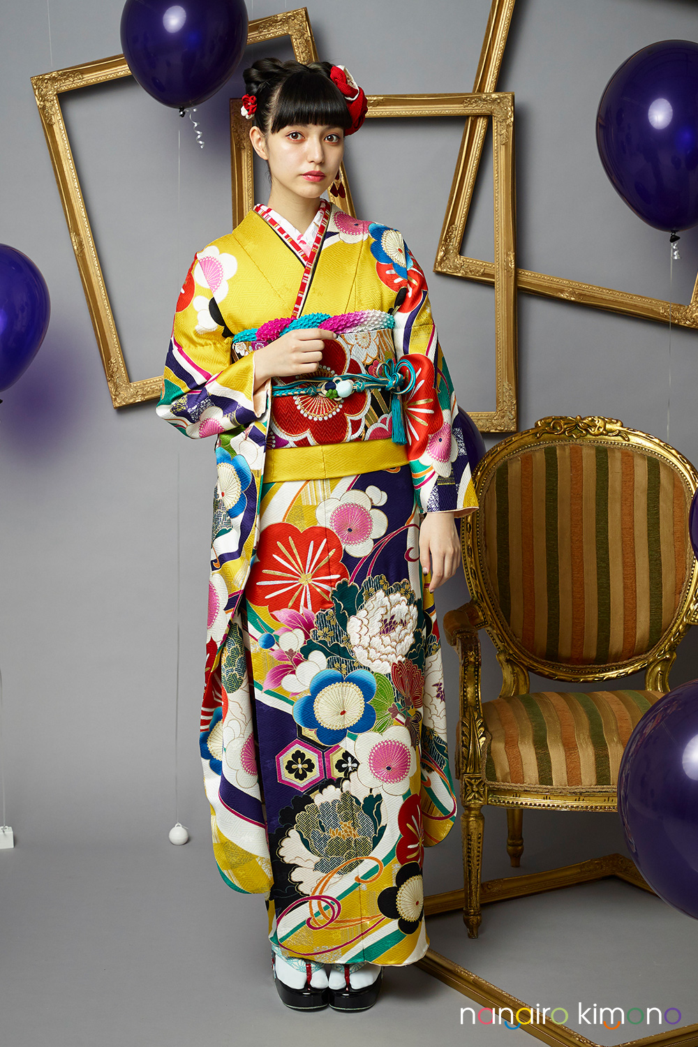 ナナイロキモノWEBショップ / 成人式振袖レンタルフルセット｜黄色