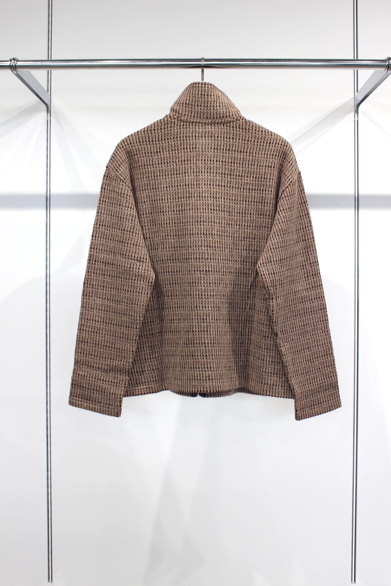 JIEDA - CHAIN STITCH KNIT ZIP CARDIGAN | BEIGE - BROWN | ジップ
