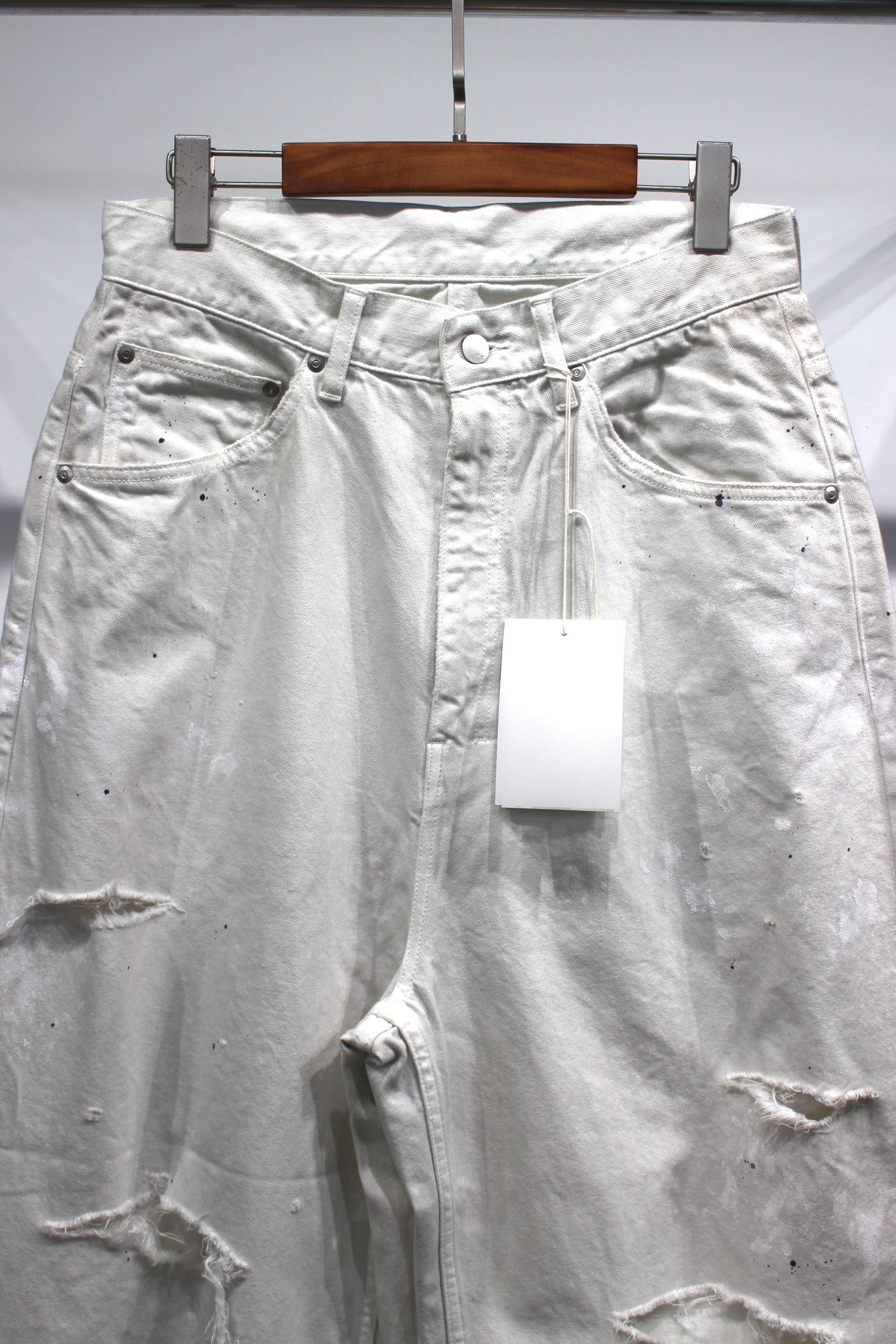 ANCELLM - DAMAGE WIDE 5P DENIM PANTS | WHITE | ダメージデニム