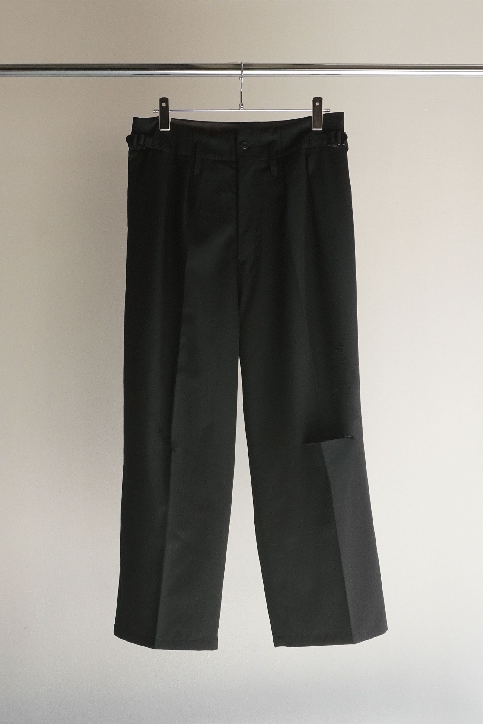 ANCELLM - WOOL DAMAGE WIDE SLACKS | BLACK | スラックス | NapsNote