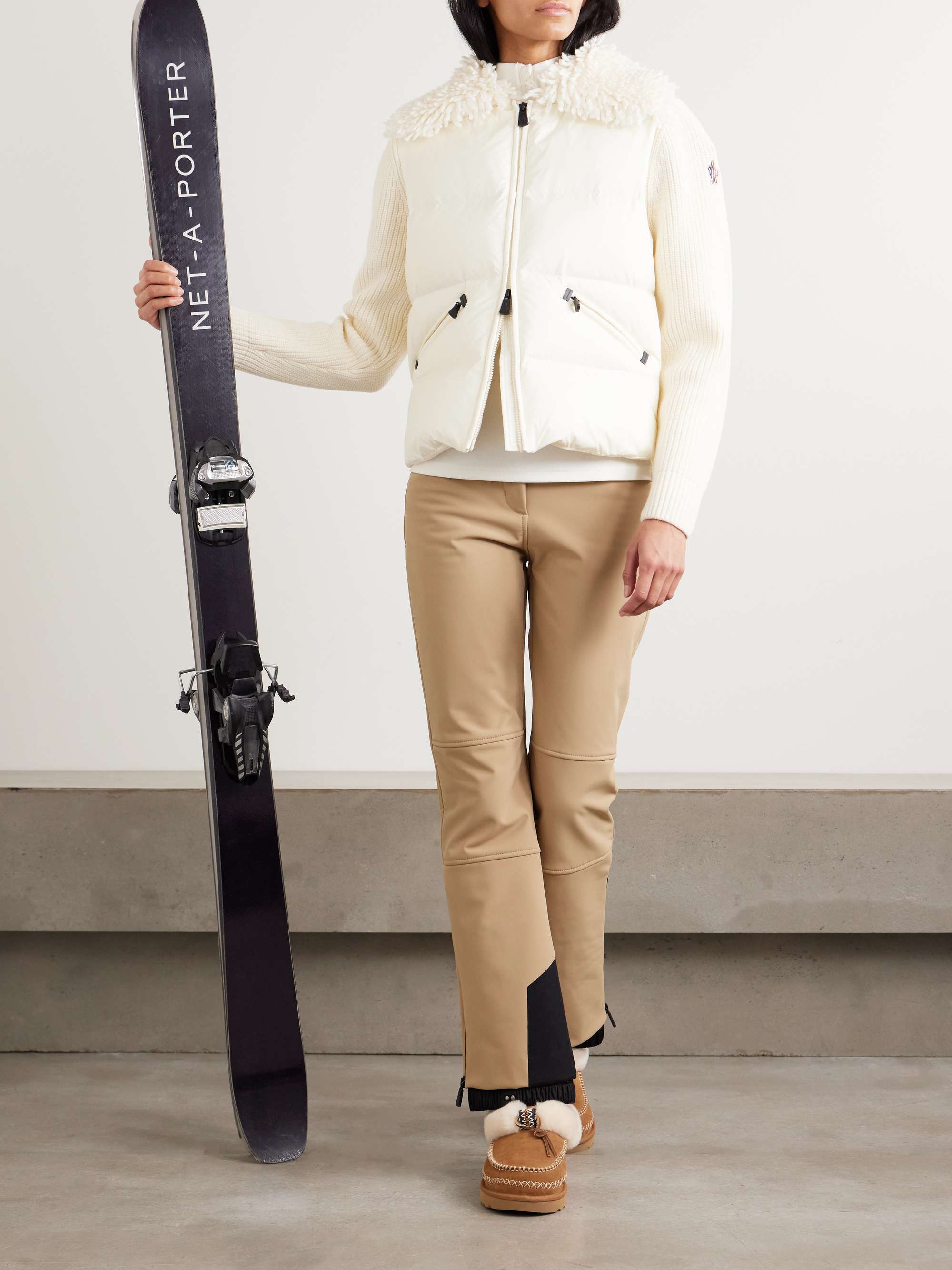 MONCLER GRENOBLE Fleece and quilted shell-paneled ribbed wool