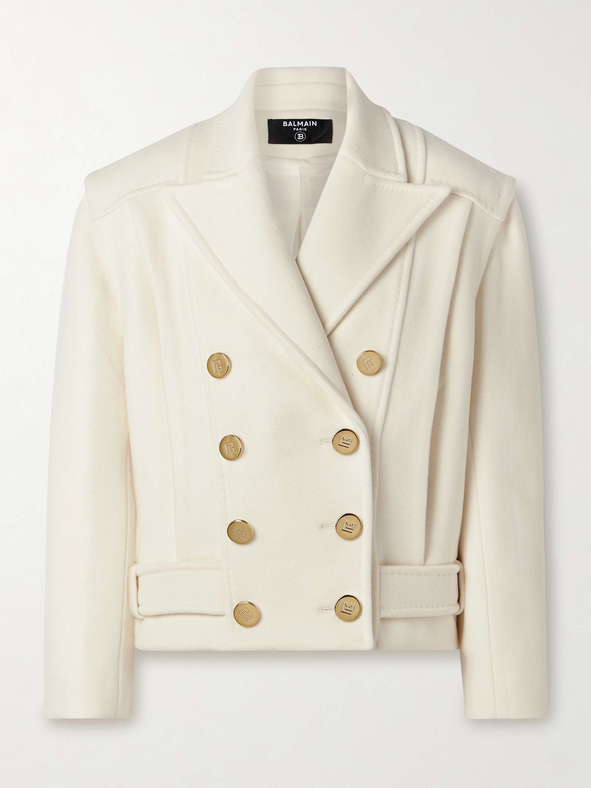 BALMAIN Double-breasted wool and cashmere-blend felt jacket | NET