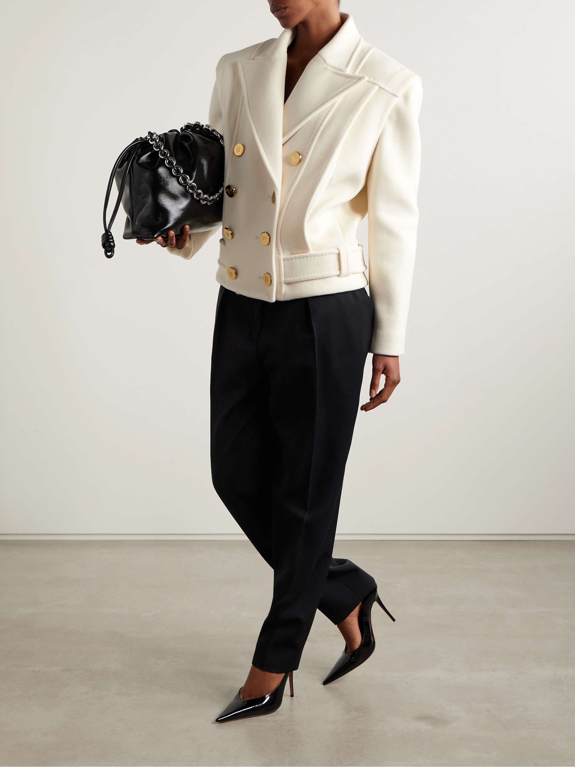 BALMAIN Double-breasted wool and cashmere-blend felt jacket | NET