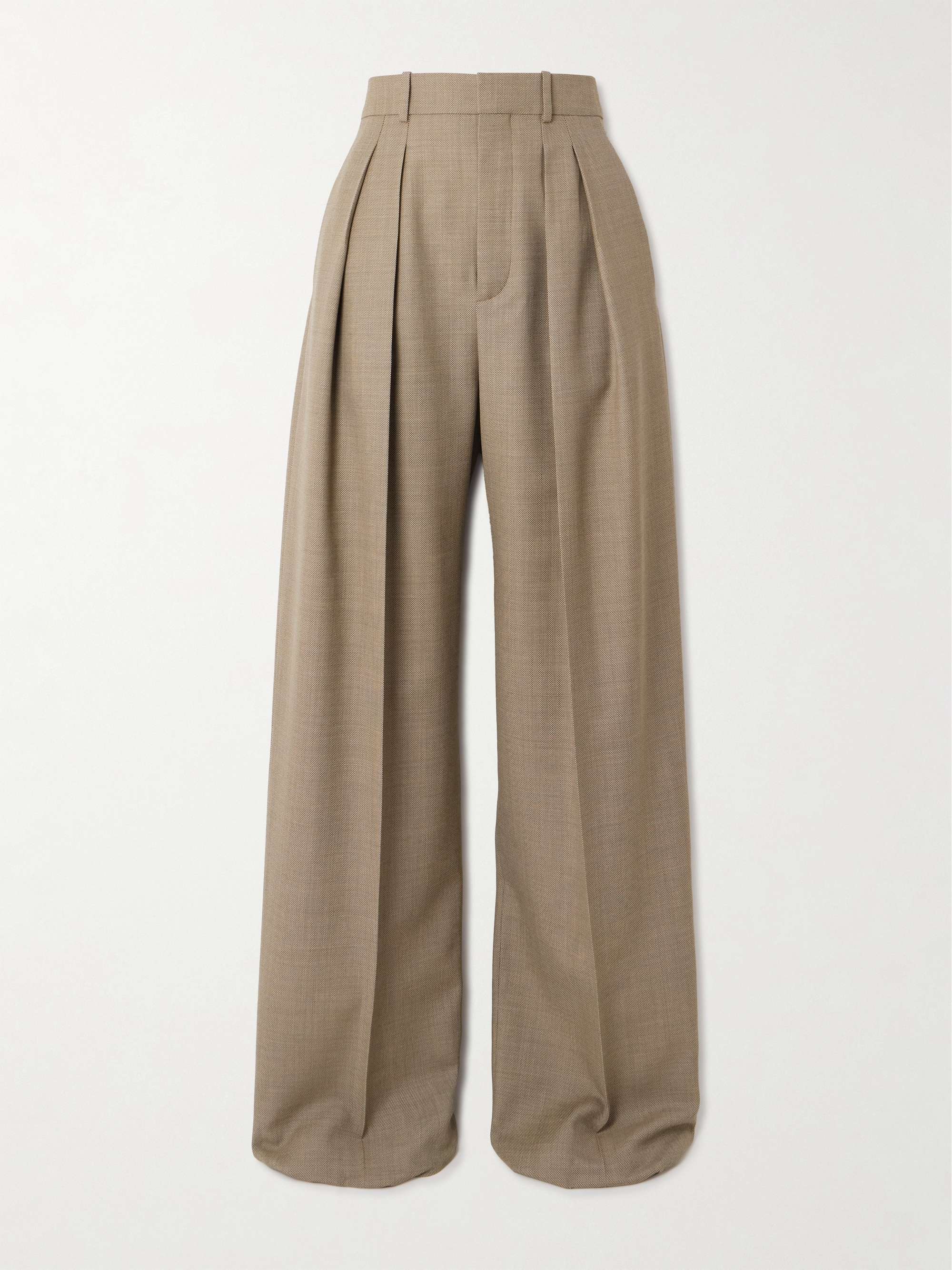 SAINT LAURENT Pleated wool-canvas wide-leg pants | NET-A-PORTER