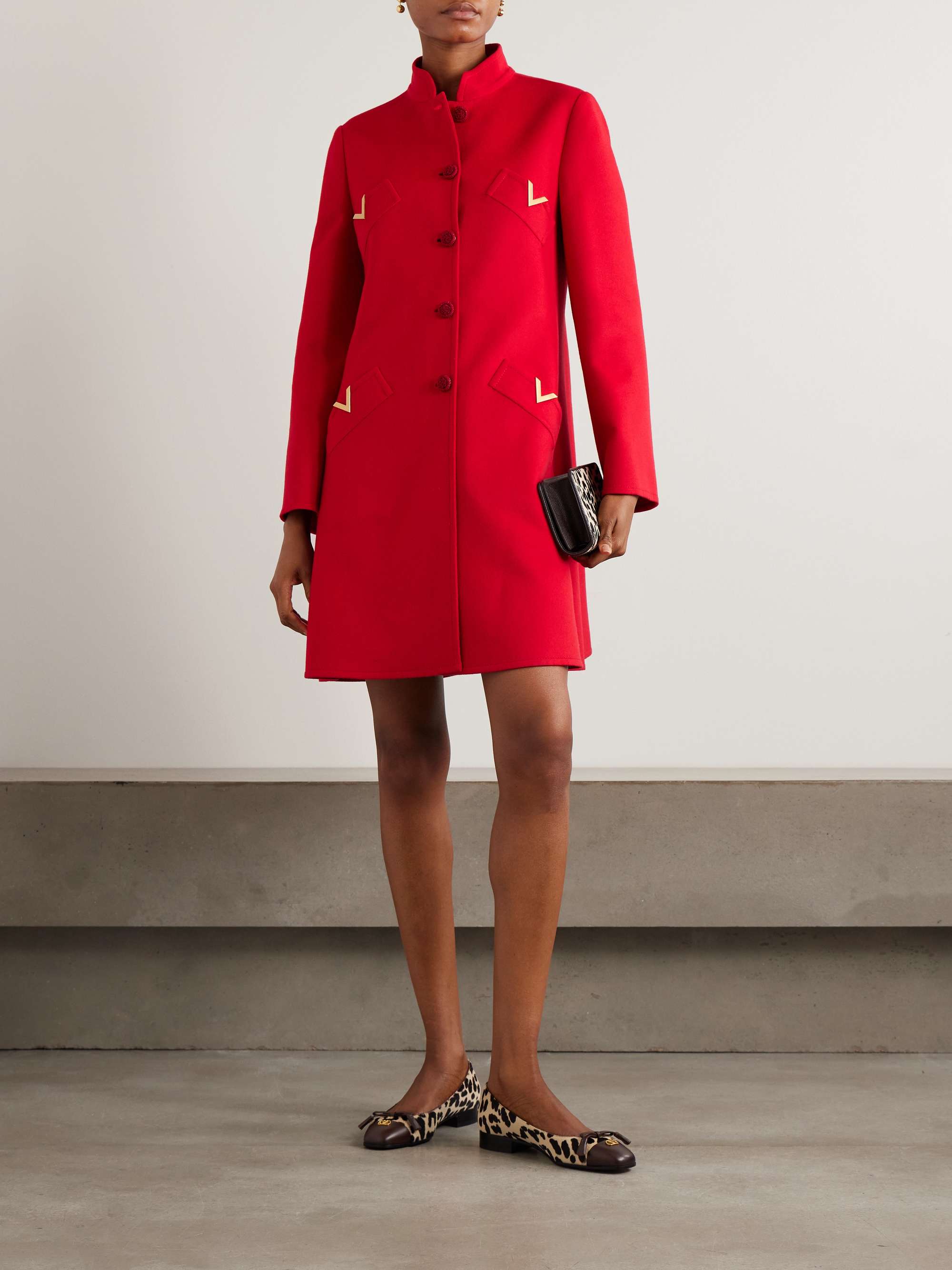 VALENTINO GARAVANI Embellished wool-blend coat | NET-A-PORTER