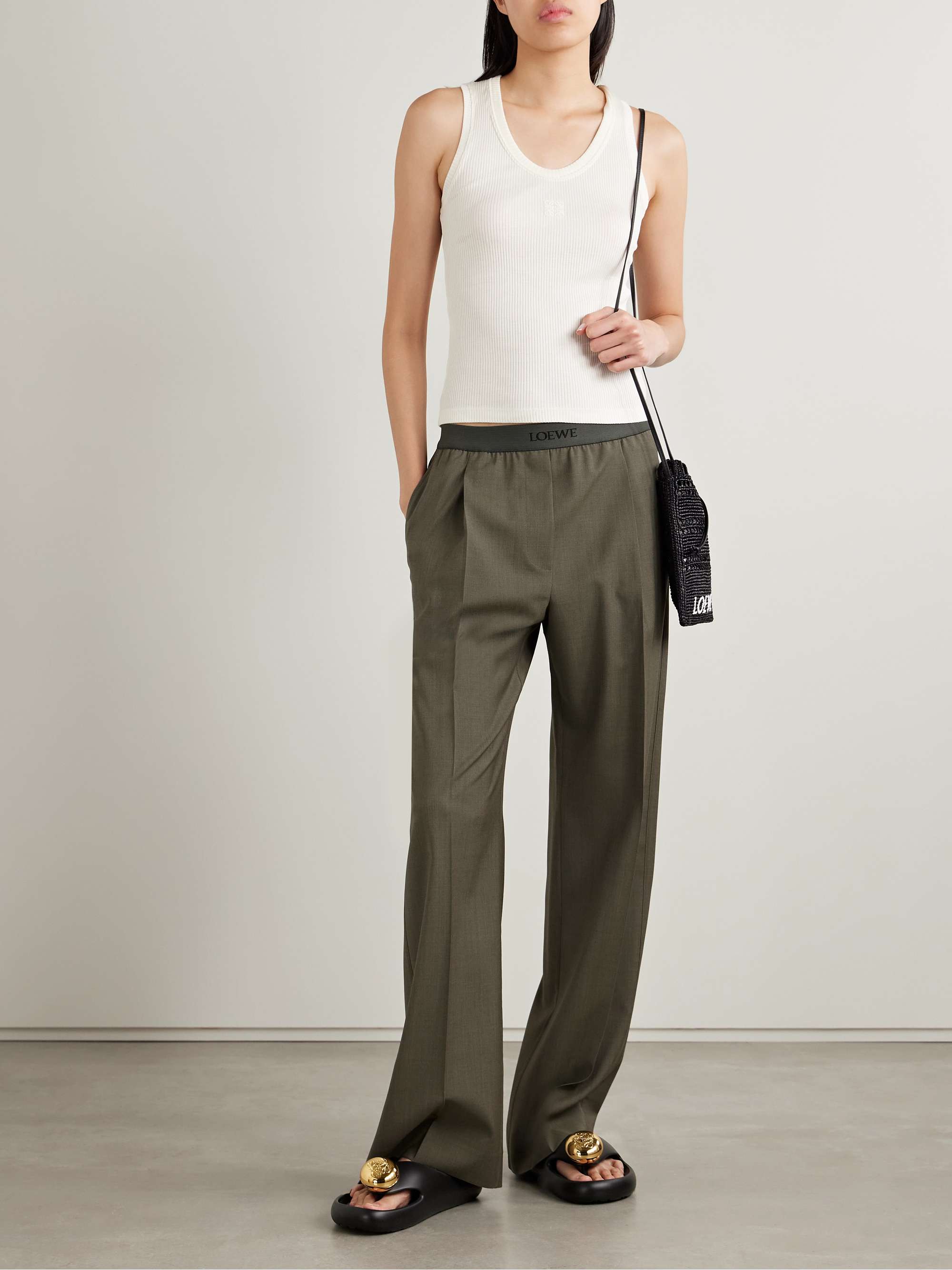 LOEWE Pleated wool straight-leg pants | NET-A-PORTER