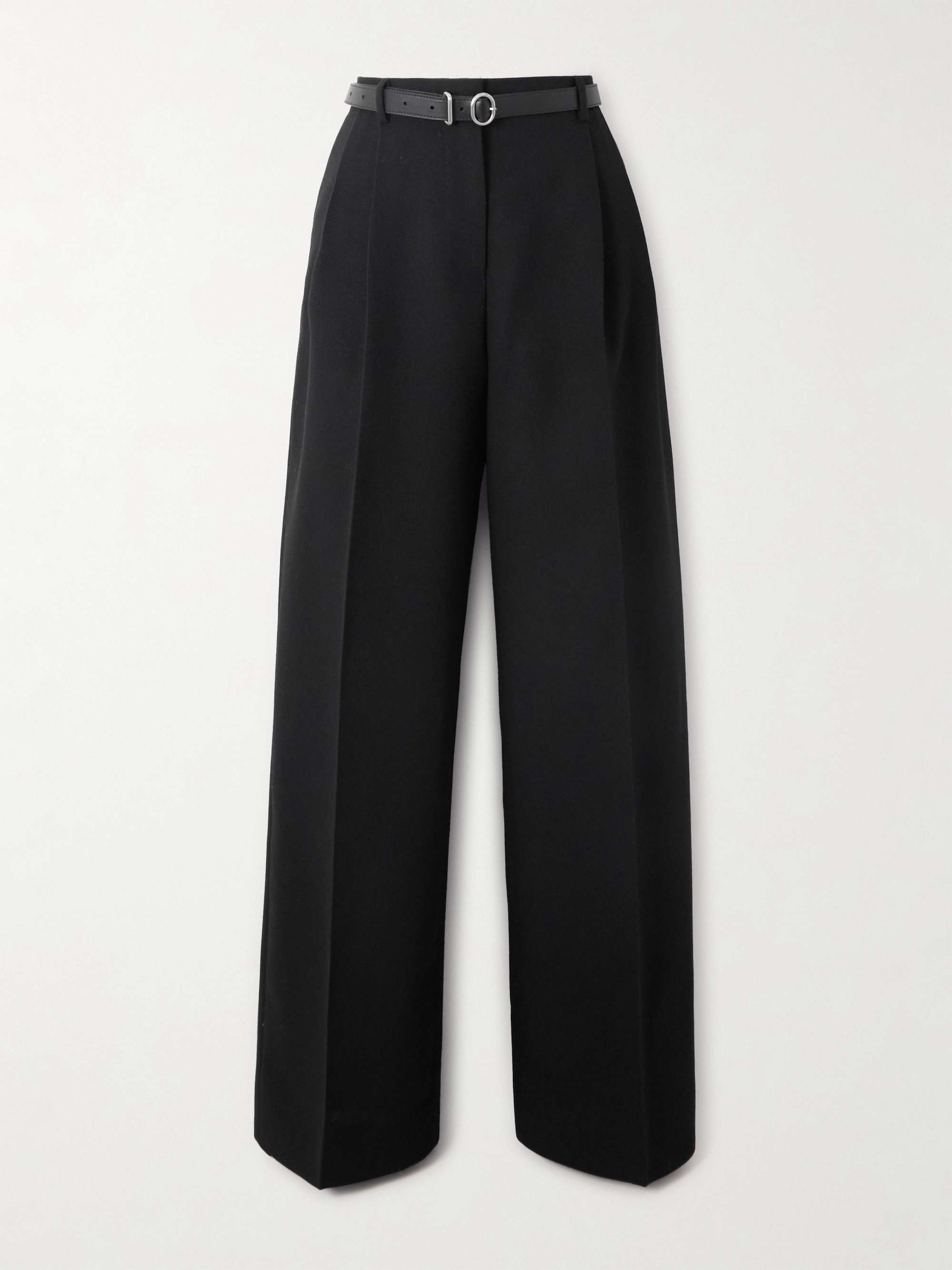 JIL SANDER Belted pleated wool wide-leg pants | NET-A-PORTER