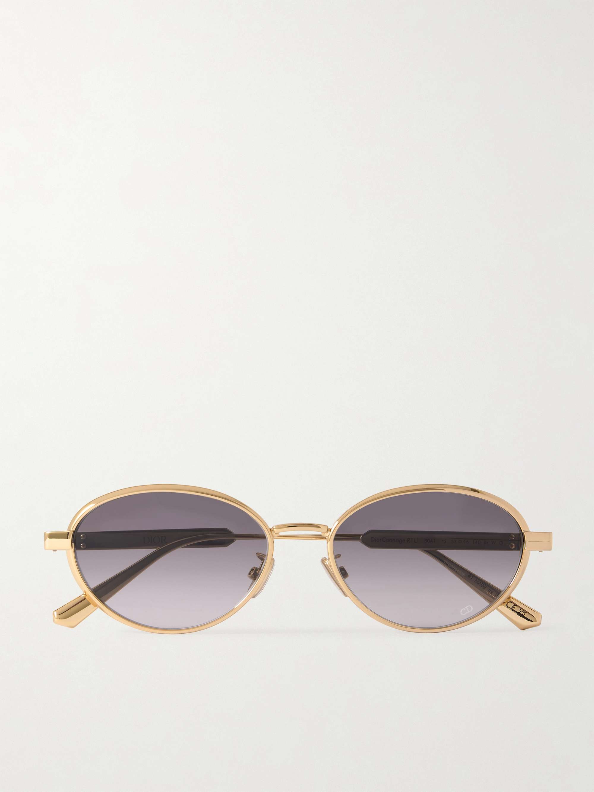 DIOR EYEWEAR DiorCannage R1U oval-frame gold-tone sunglasses | NET