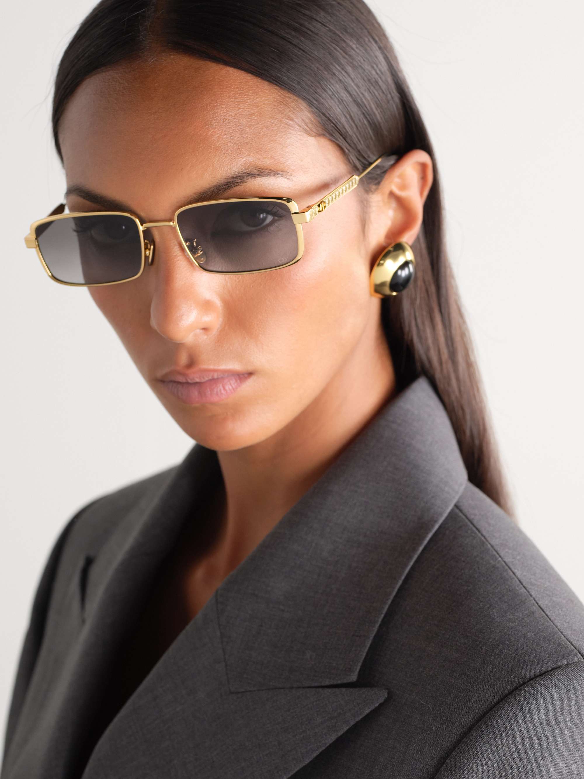 DIOR EYEWEAR DiorCannage S2U rectangular-frame gold-tone