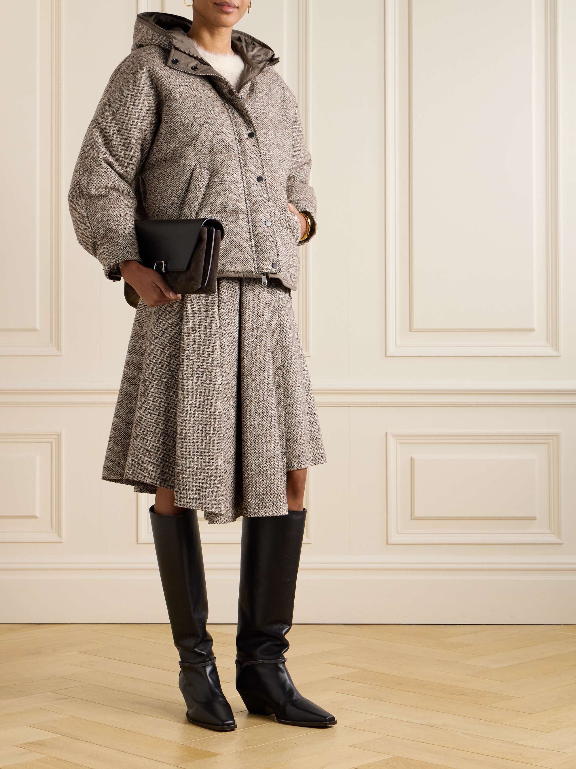 BRUNELLO CUCINELLI Padded wool-blend bomber jacket | NET-A-PORTER