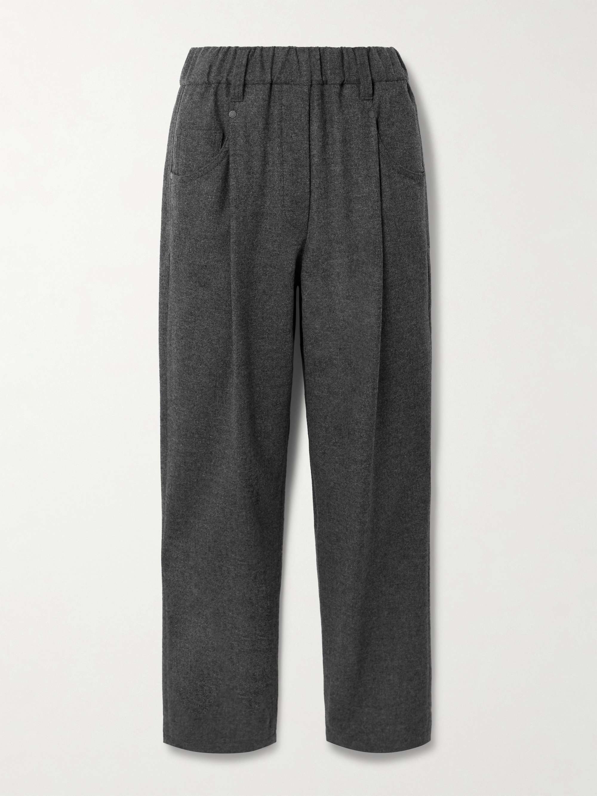 BRUNELLO CUCINELLI Cropped pleated virgin wool and cashmere-blend