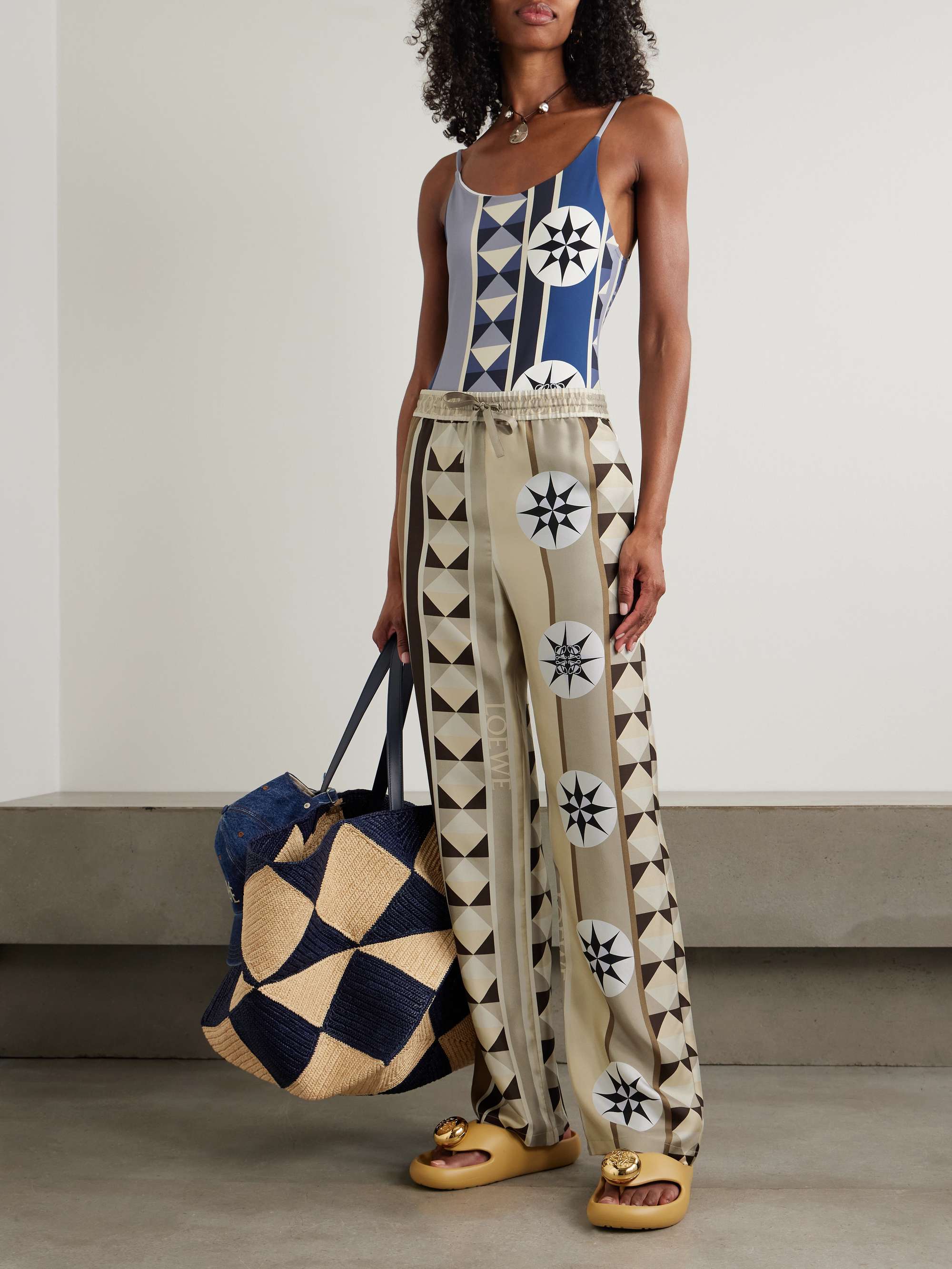 LOEWE + Paula's Ibiza printed silk-twill straight-leg pants | NET