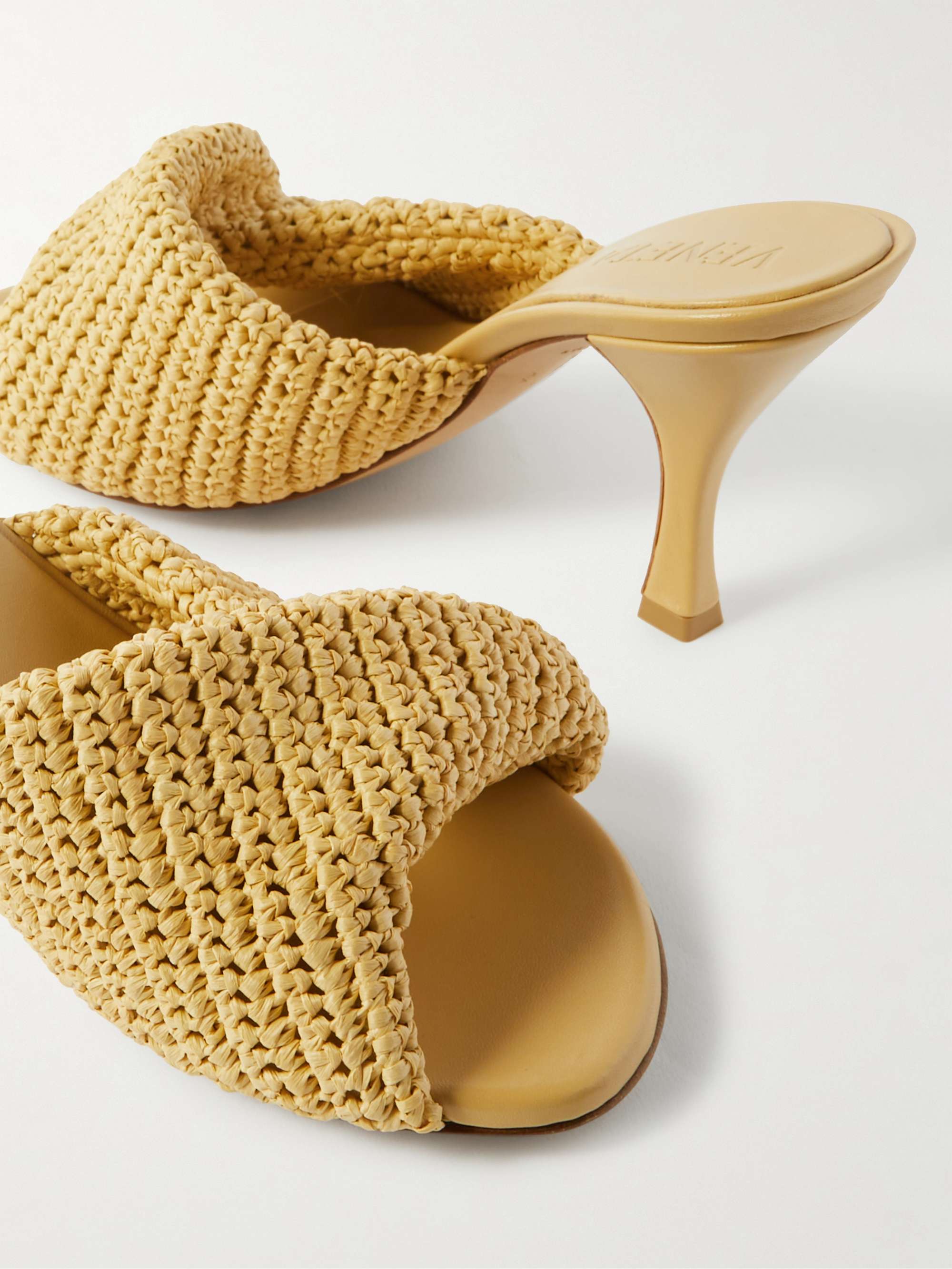 BOTTEGA VENETA Blink raffia mules | NET-A-PORTER