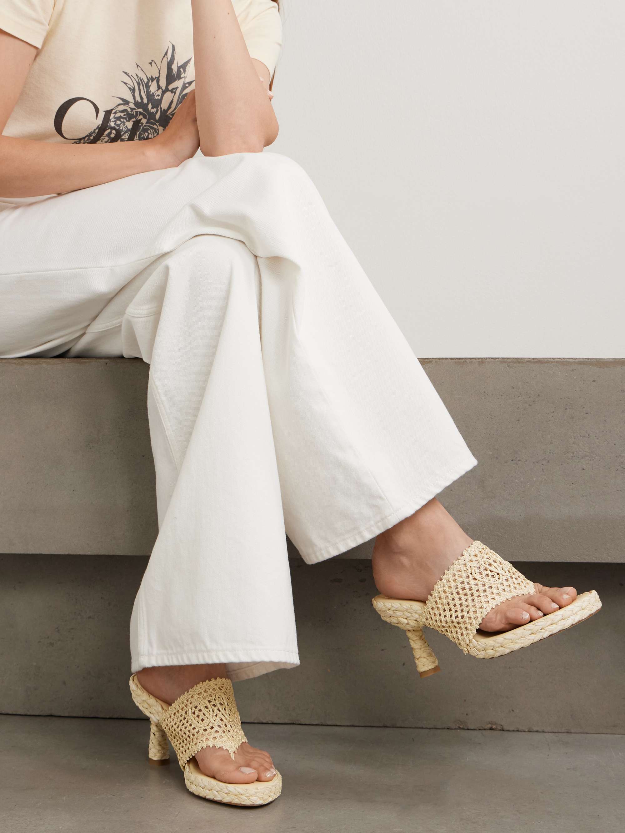 CHLOÉ Isla crocheted raffia mules | NET-A-PORTER