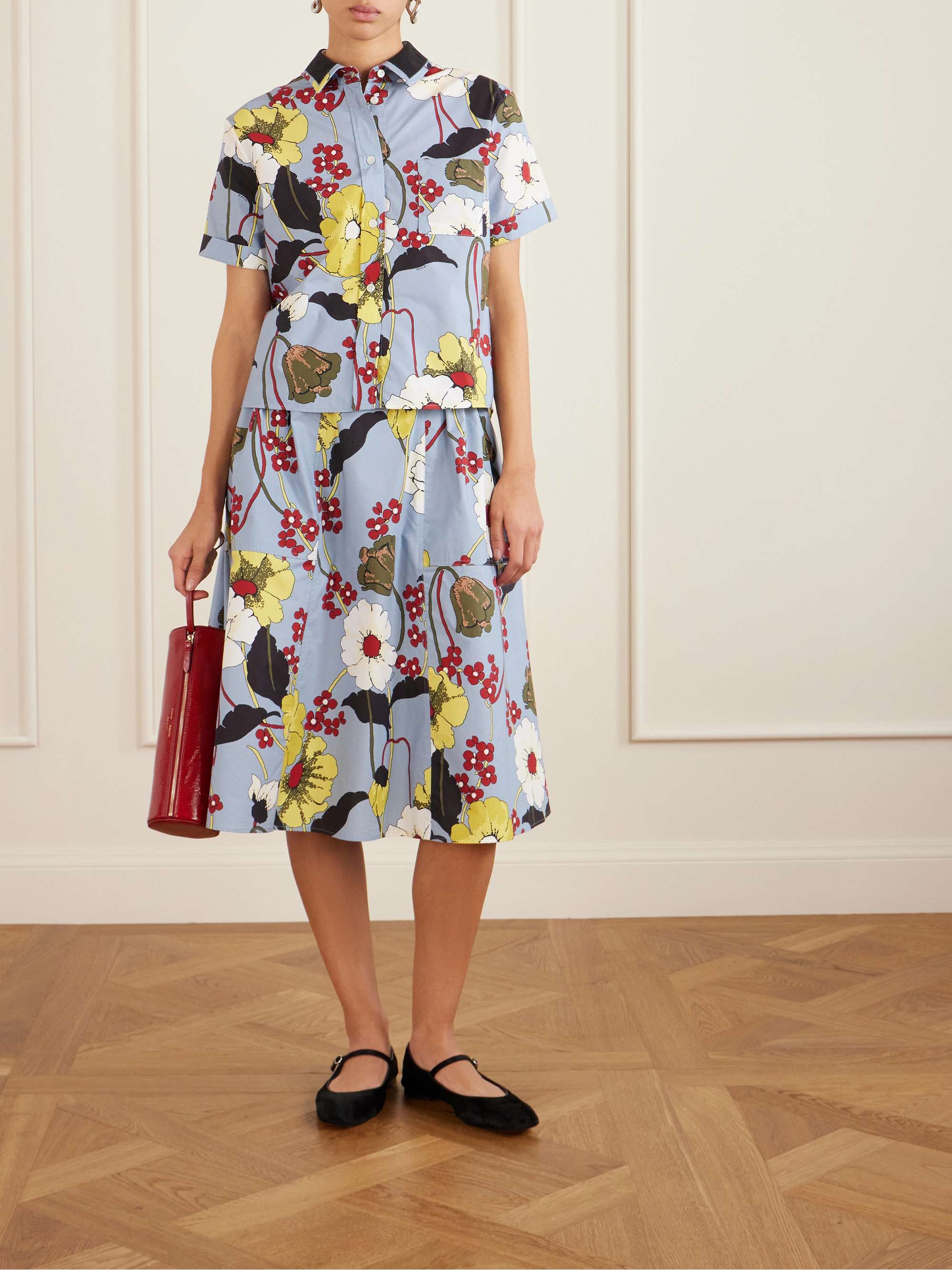 MARNI Cropped floral-print cotton-poplin shirt | NET-A-PORTER