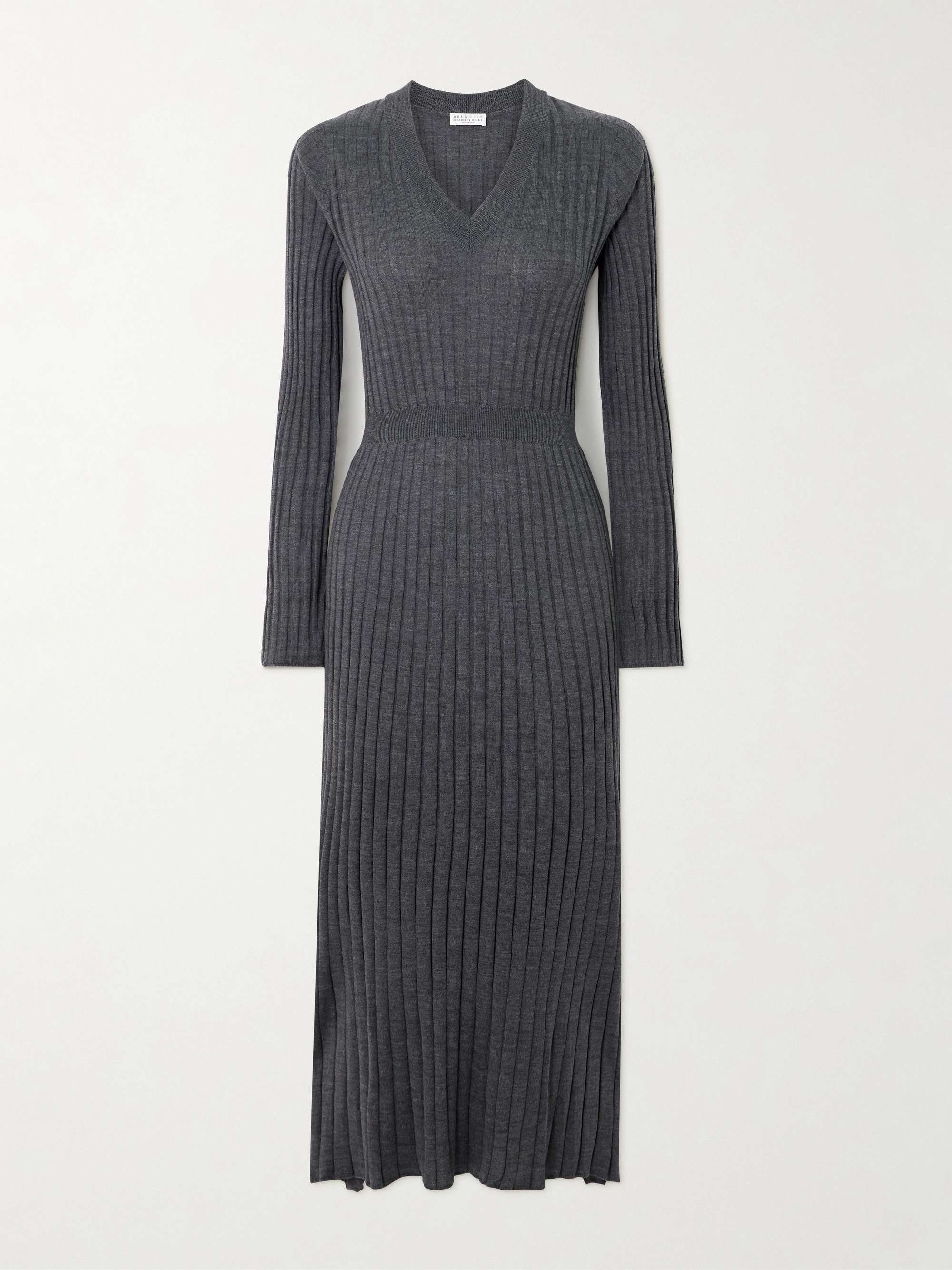 BRUNELLO CUCINELLI Ribbed wool midi dress | NET-A-PORTER