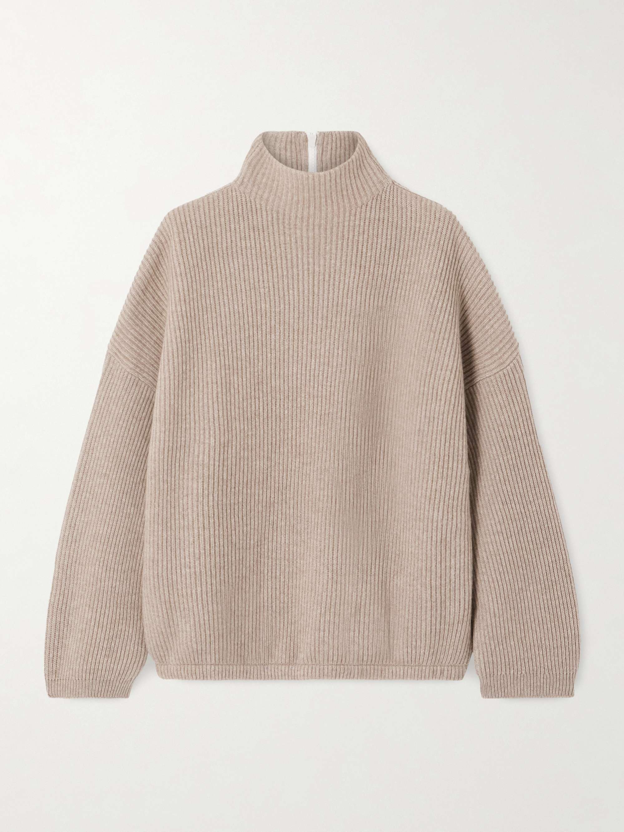 BRUNELLO CUCINELLI Bead-embellished ribbed cashmere turtleneck