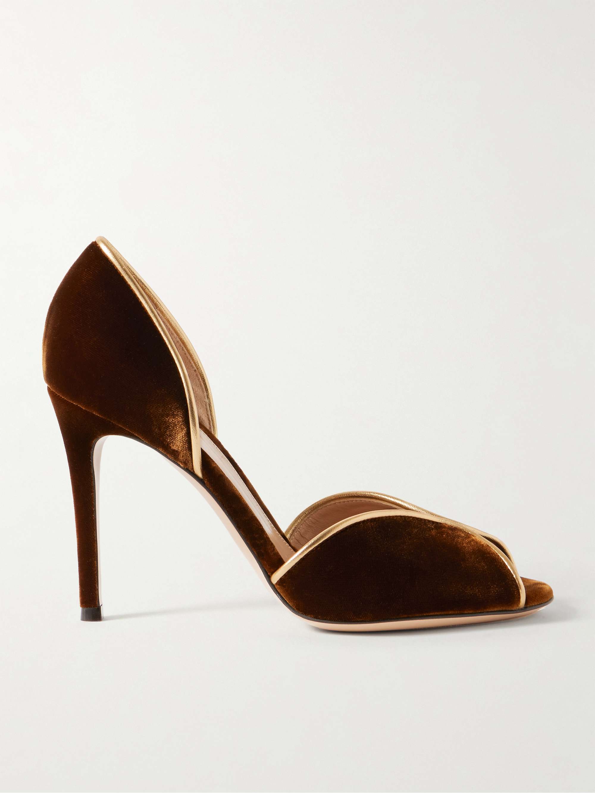 GIANVITO ROSSI 95 metallic leather-trimmed velvet pumps | NET-A-PORTER
