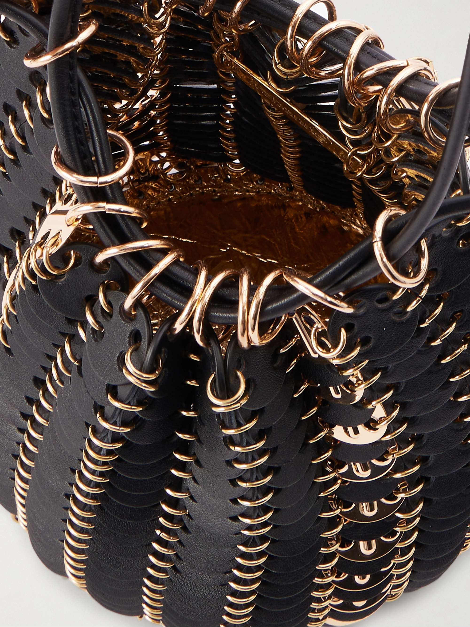 RABANNE Bucket Flip reversible leather and chainmail shoulder bag