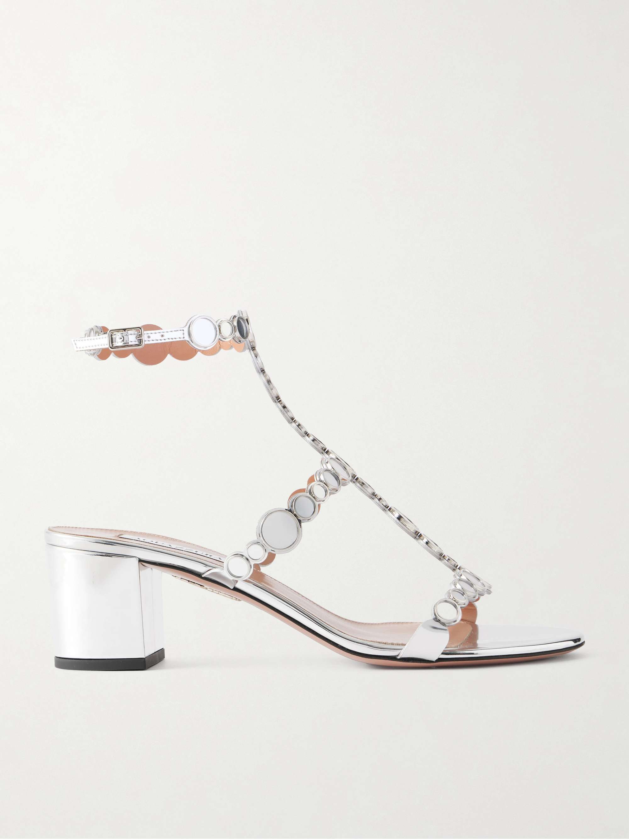 AQUAZZURA Afterglow 50 metallic leather sandals | NET-A-PORTER