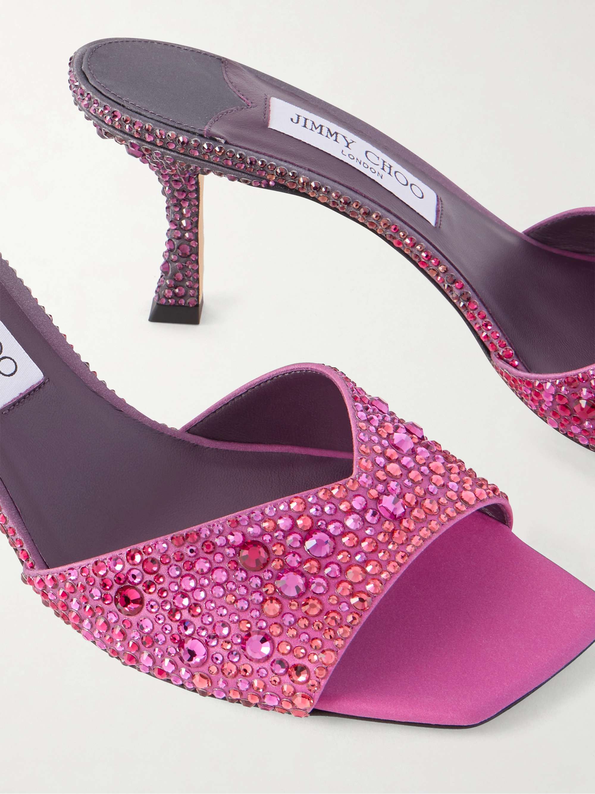 JIMMY CHOO Skye 70 crystal-embellished satin mules | NET-A-PORTER