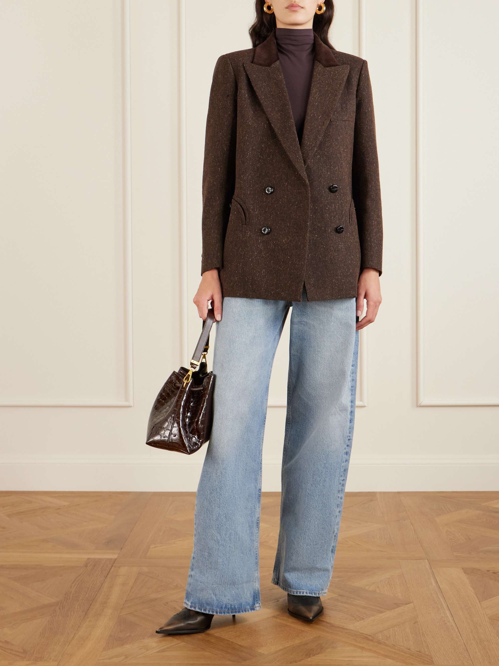 JIMMY CHOO Cinch Medium croc-effect leather shoulder bag | NET-A