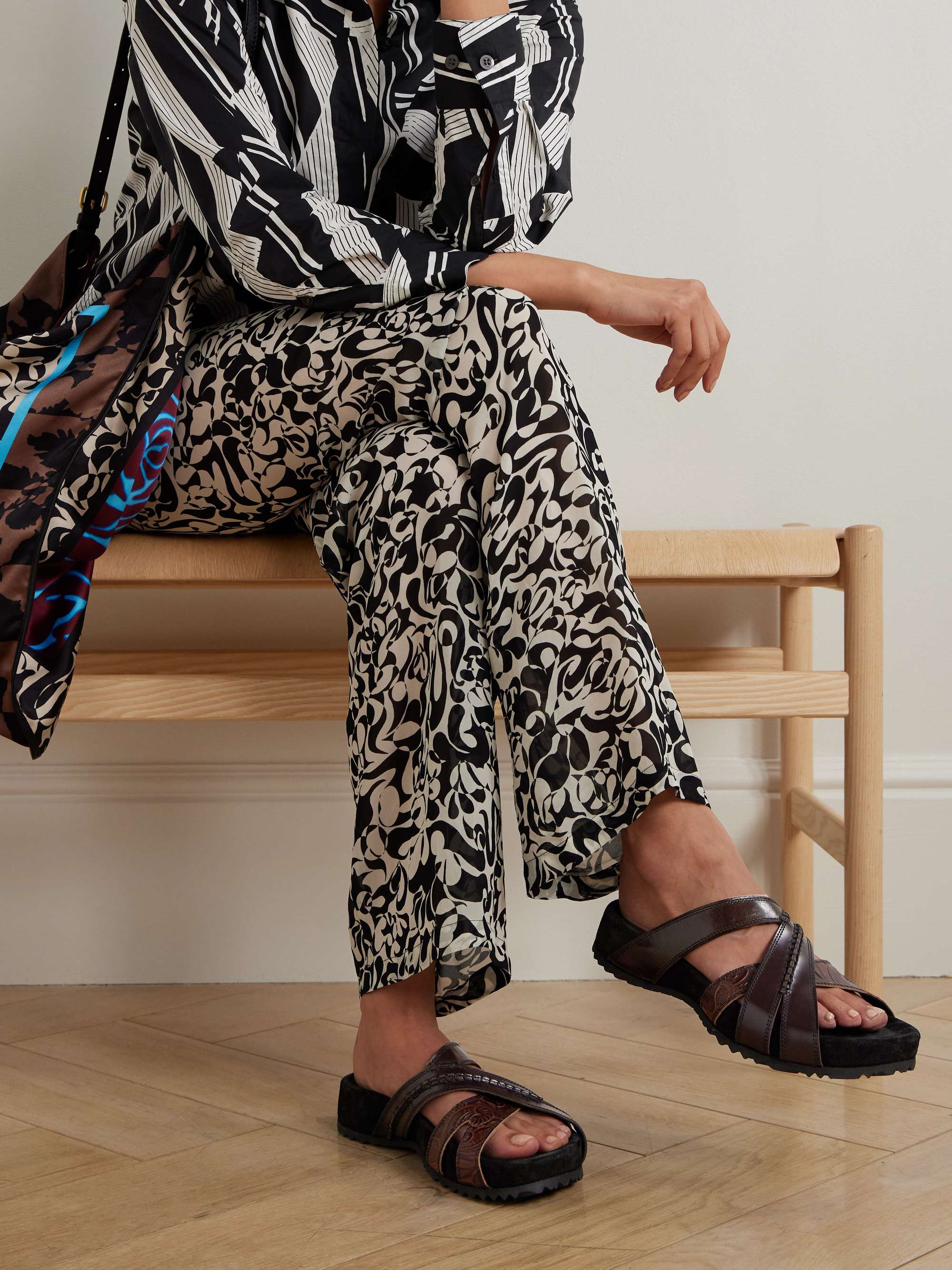 DRIES VAN NOTEN Embossed leather sandals | NET-A-PORTER