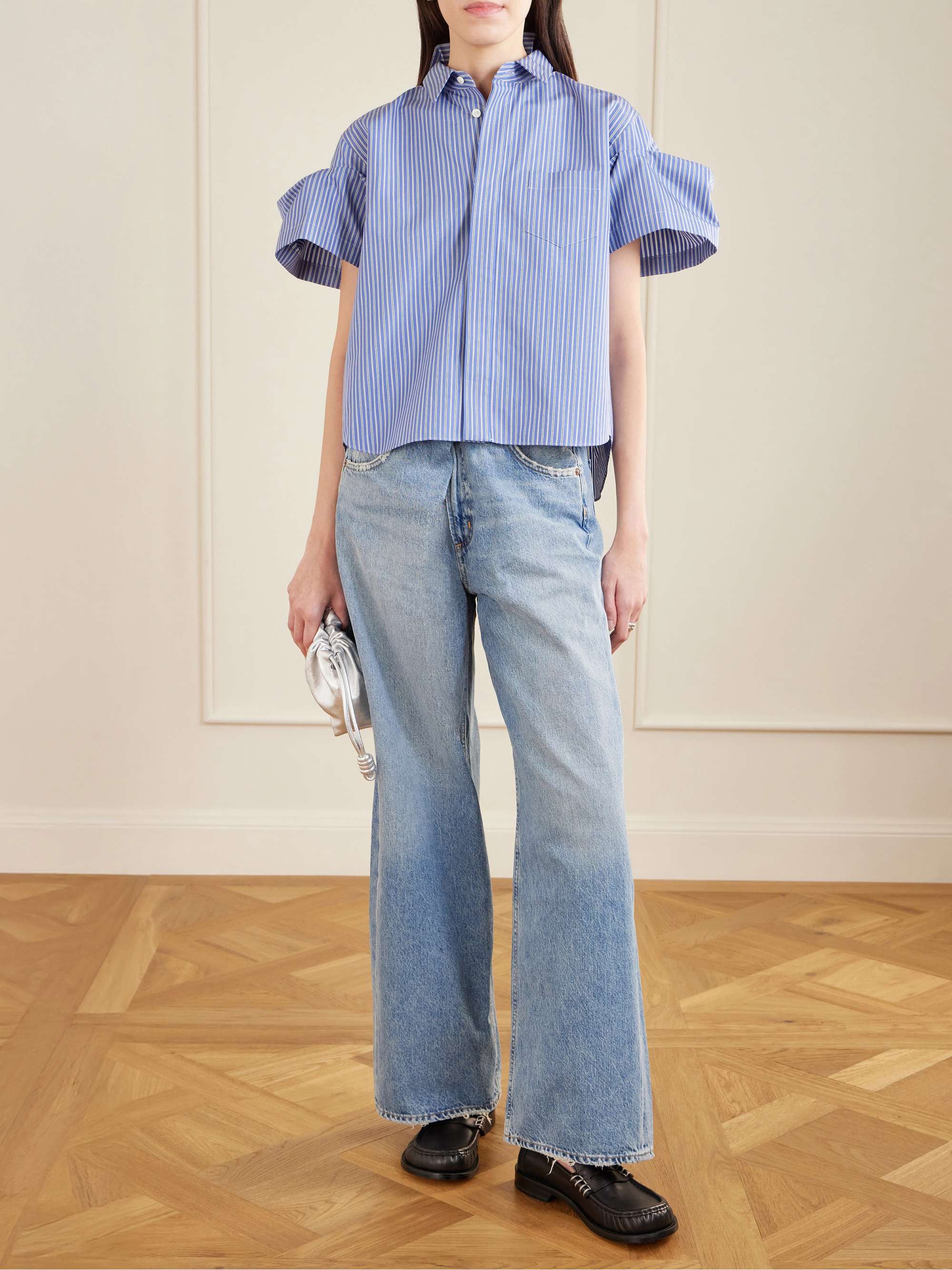 SACAI Striped cotton-blend poplin shirt | NET-A-PORTER