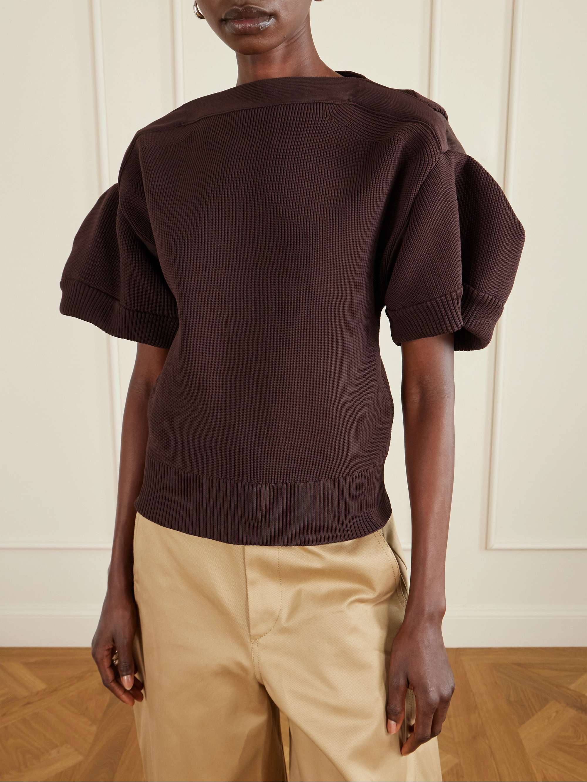 SACAI Ribbed-knit top | NET-A-PORTER