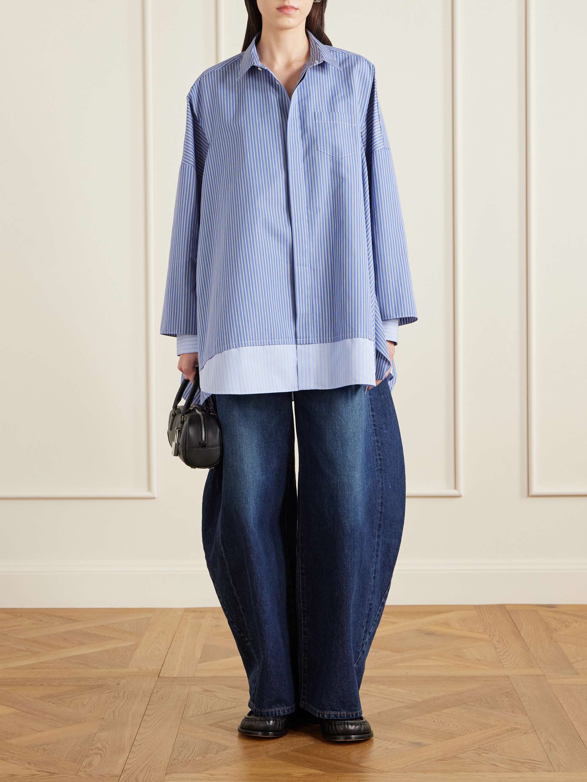 SACAI Striped cotton-blend poplin shirt | NET-A-PORTER