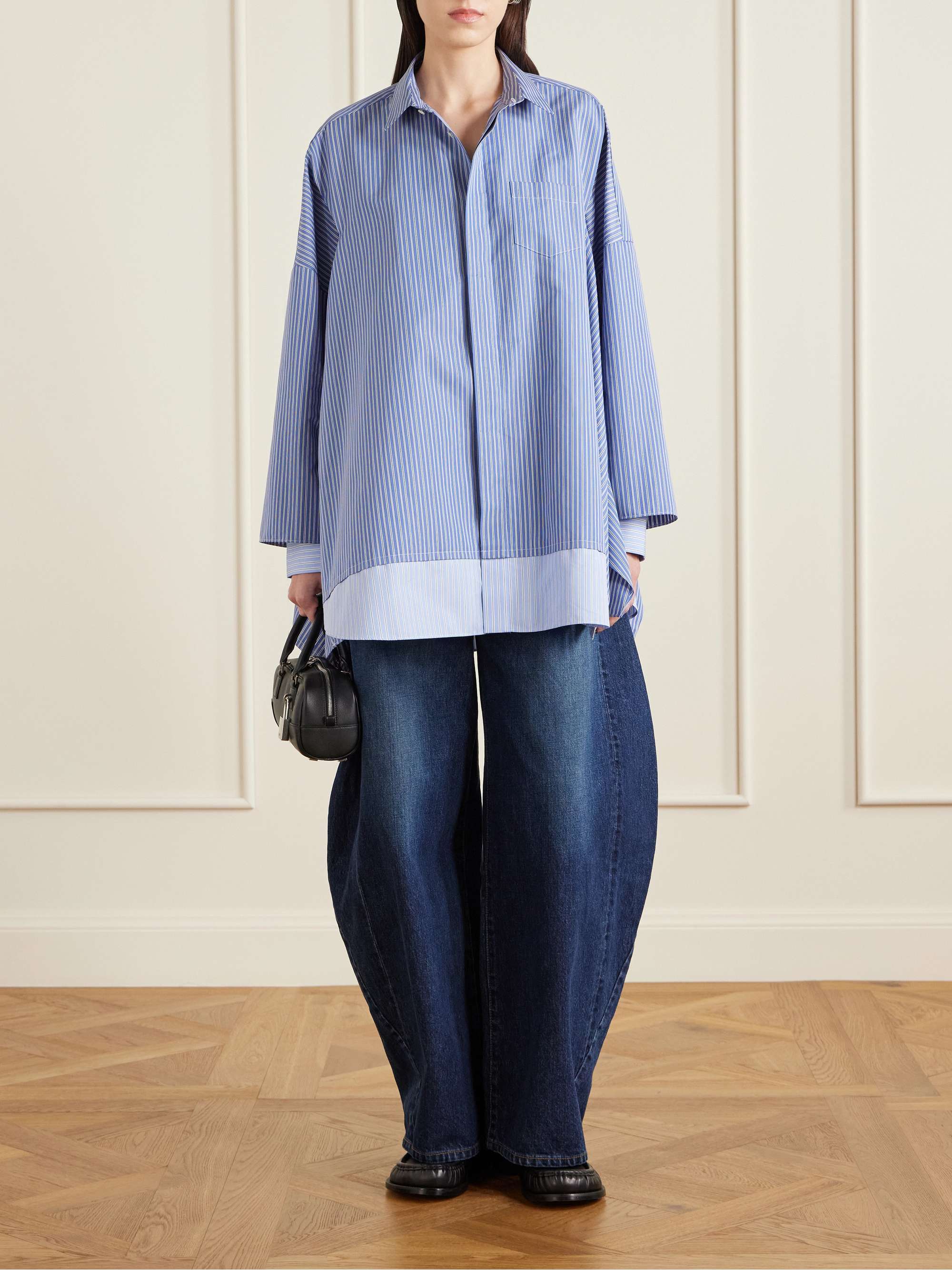 SACAI Striped cotton-blend poplin shirt | NET-A-PORTER