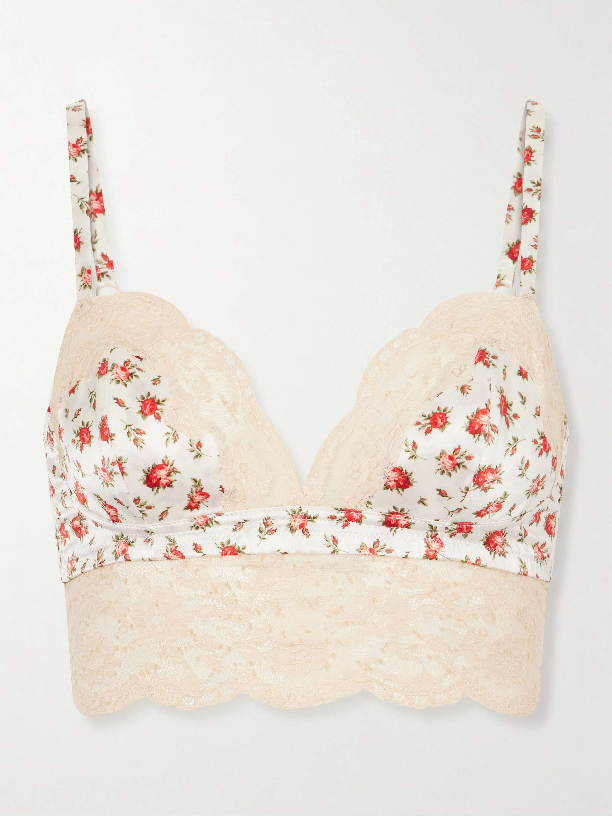 DOLCE&GABBANA Printed lace-trimmed silk-blend bralette | NET-A-PORTER