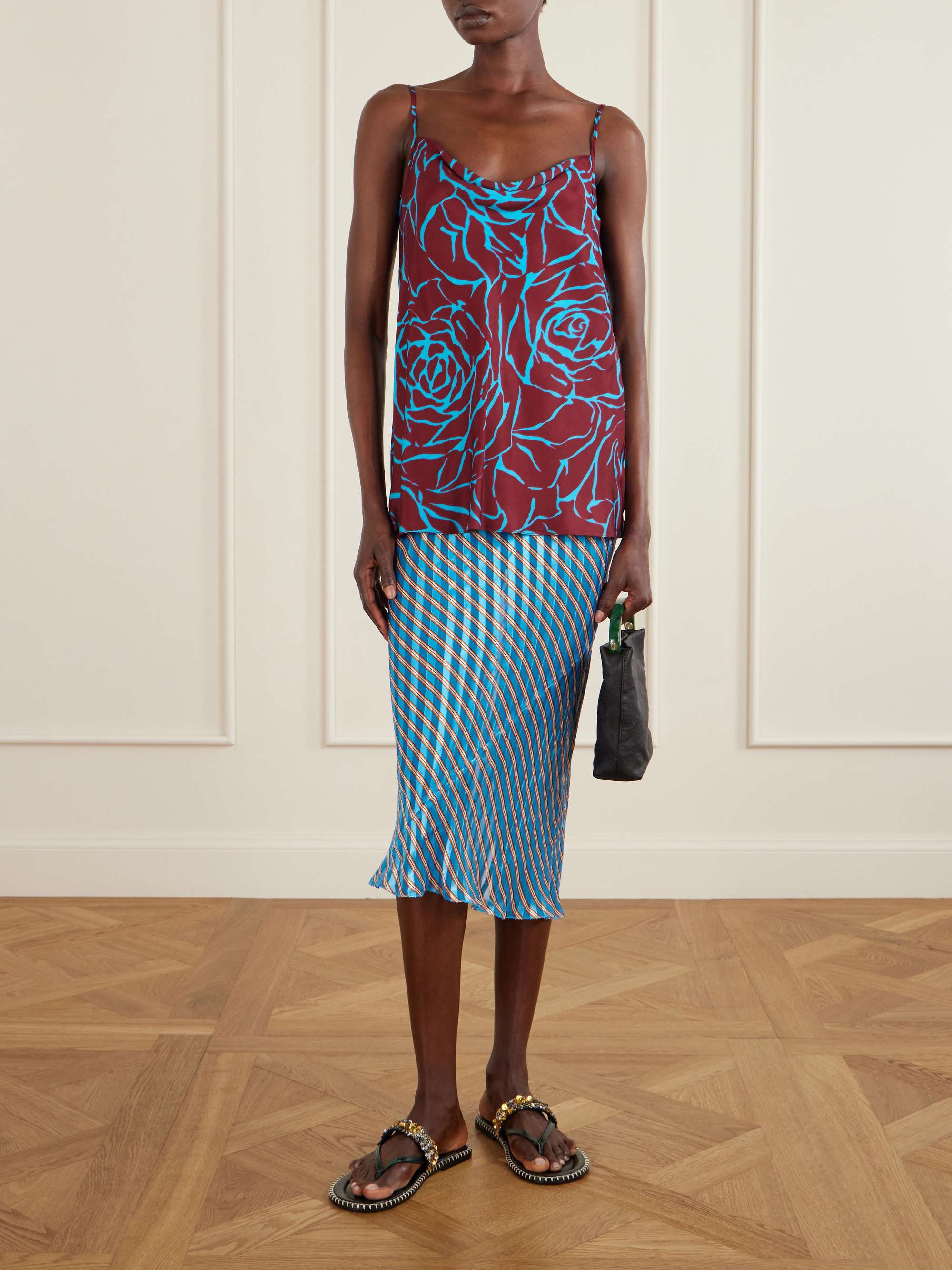 DRIES VAN NOTEN Draped floral-print satin-crepe camisole | NET-A