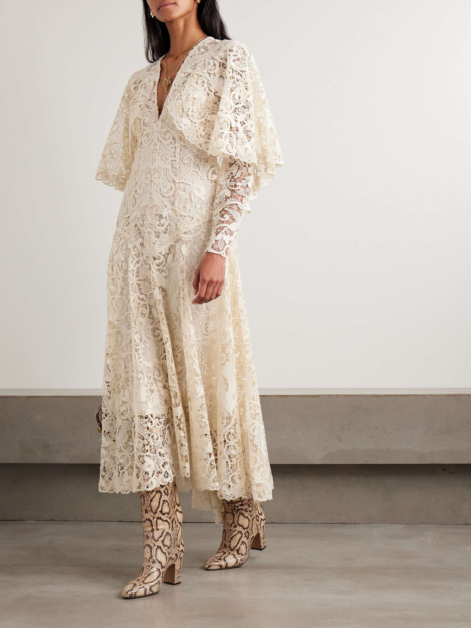 ZIMMERMANN Hypnotic Memento Bird cape-effect guipure lace midi