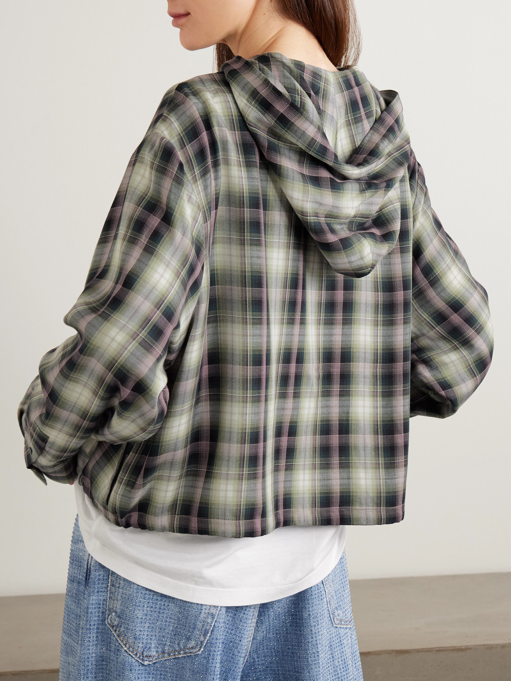 Acne Studios - Hooded appliquéd checked woven shirt | Plush