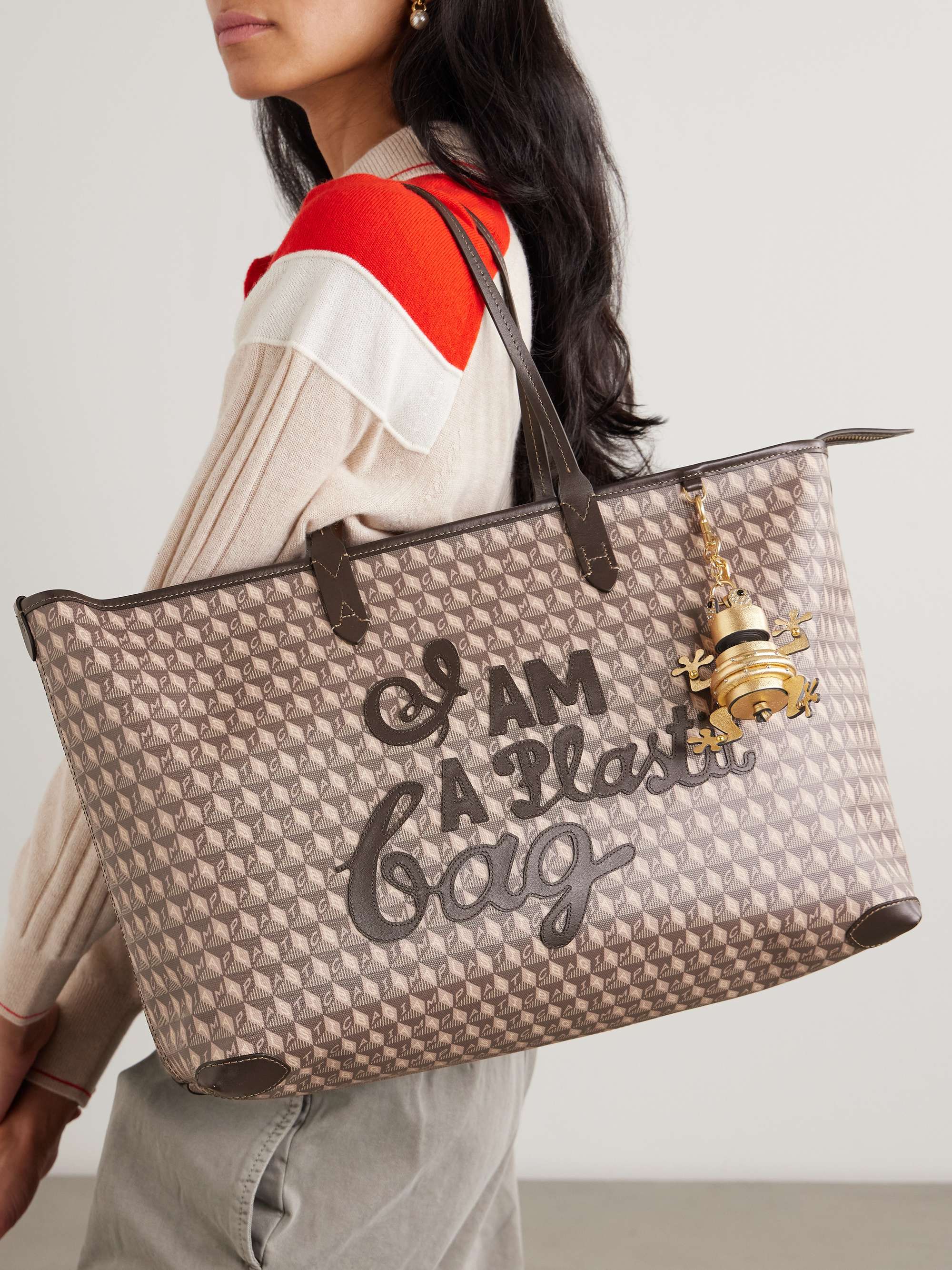 ANYA HINDMARCH I Am a Plastic Bag leather-trimmed coated-canvas