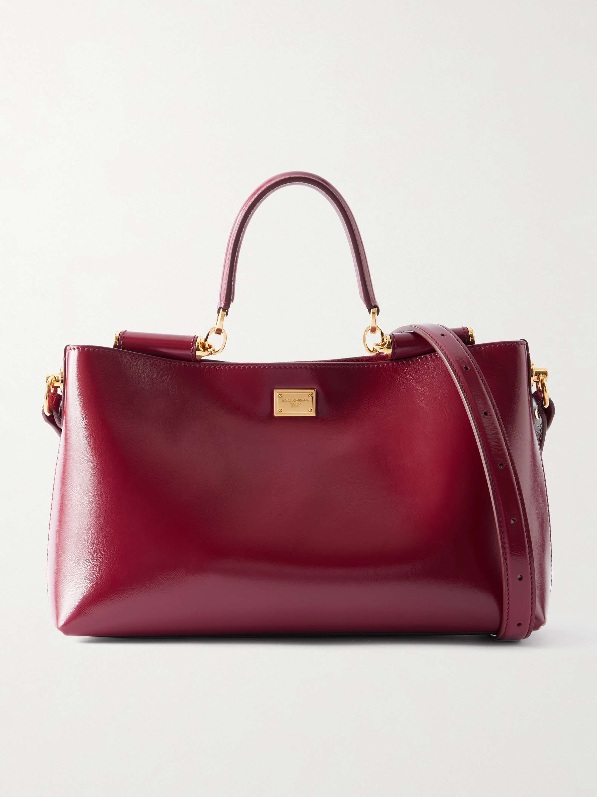 DOLCE&GABBANA My Sicily glossed-leather shoulder bag | NET-A-PORTER