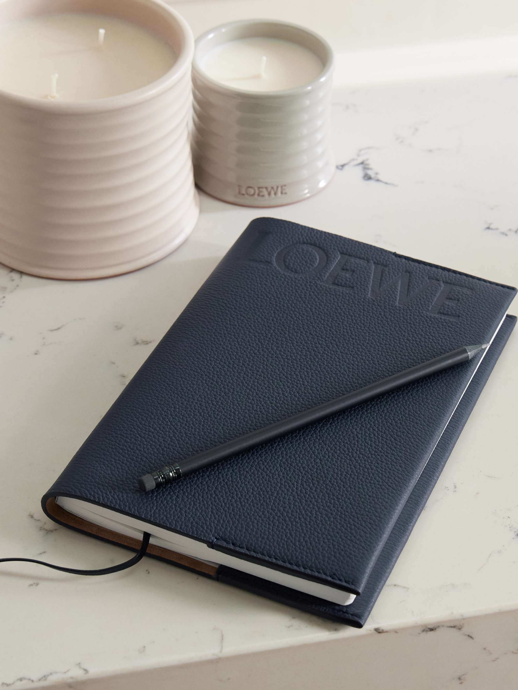 LOEWE Logo-embossed leather notebook | NET-A-PORTER
