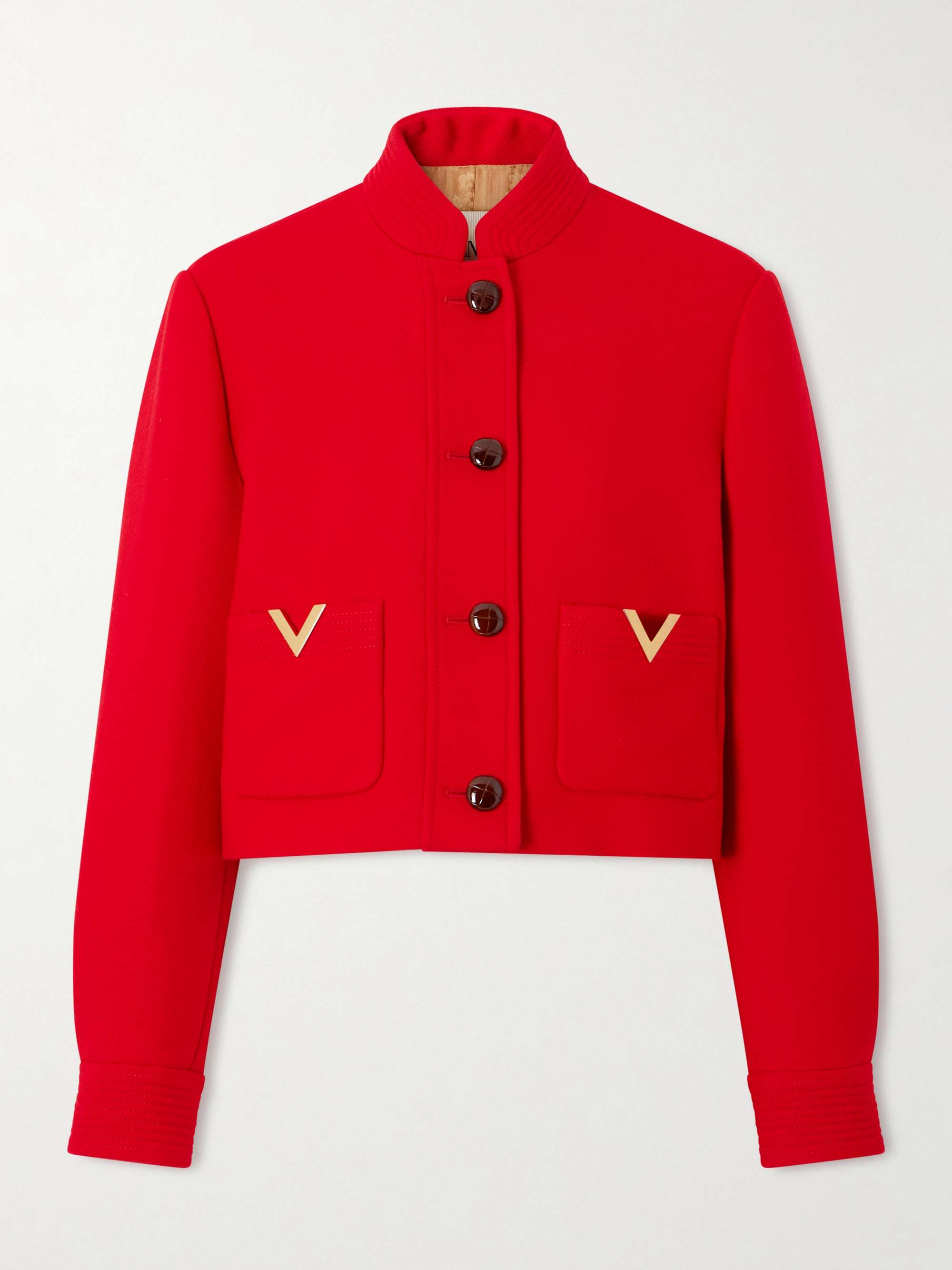 VALENTINO GARAVANI Embellished wool and silk-blend drill jacket