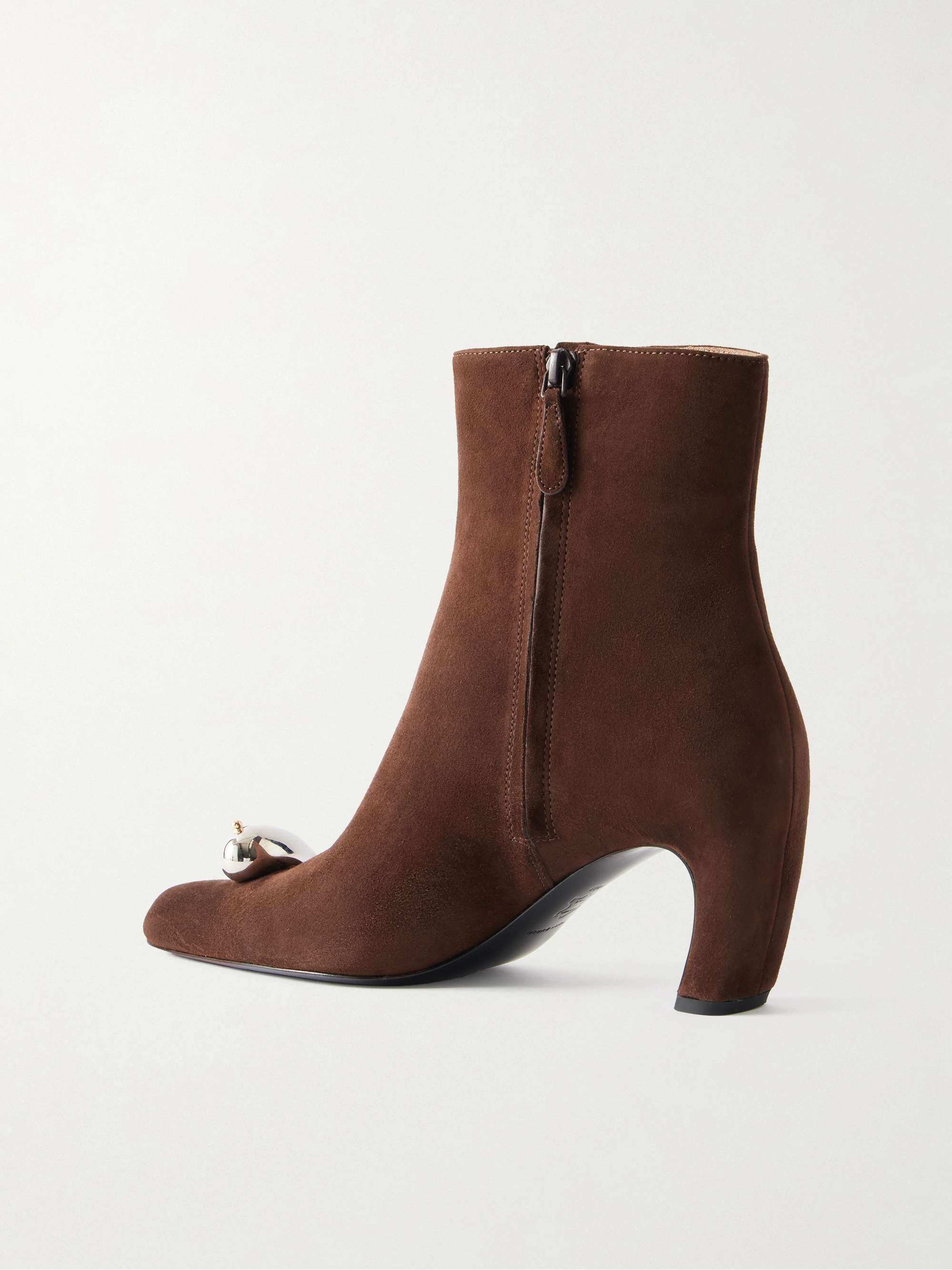 TORY BURCH Pierced XL embellished suede ankle boots | NET-A-PORTER